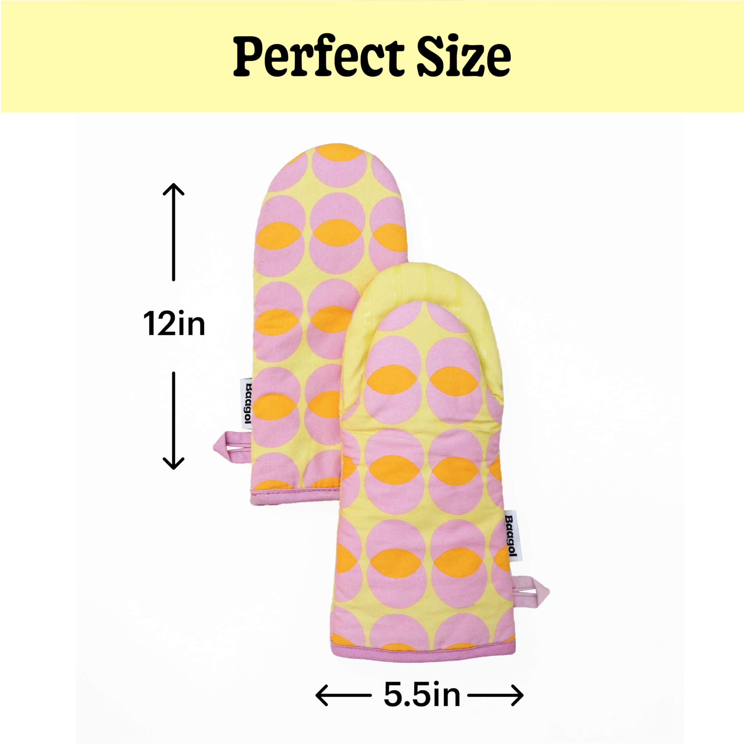 Juego de guantes de cocina de algodón antideslizantes, modernos y bonitos manoplas de cocina con agarres de silicona antideslizantes y trabillas para colgar, 2 piezas, 12 x 5.5 pulgadas