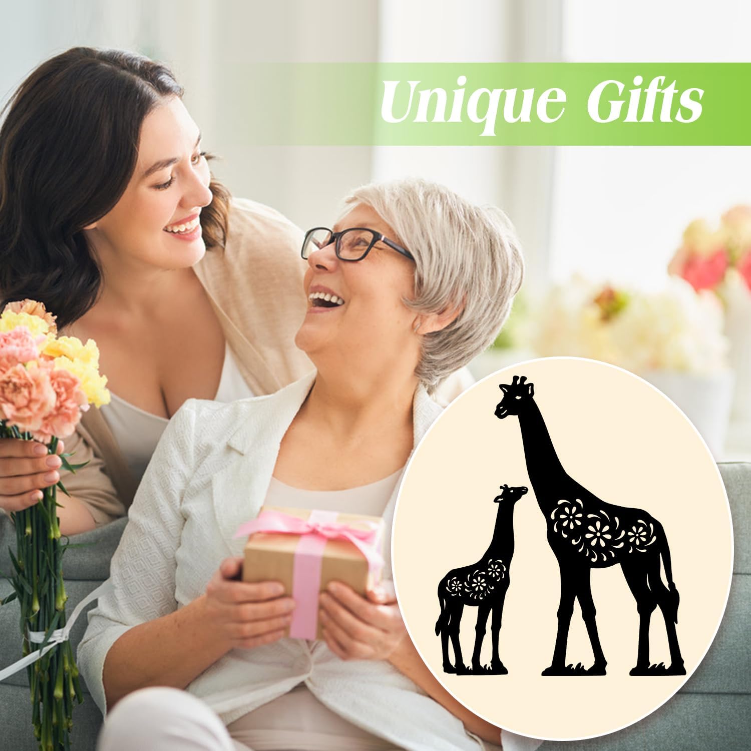 EZTZEN Giraffe Metal Garden Stakes Decorative,Giraffe Gifts for Women/Men/Giraffe Lovers Gifts,Black Giraffe Silhouette Statues Garden Decor for Outside,Outdoor Decor,Yard Art,Patio,Lawn Ornaments