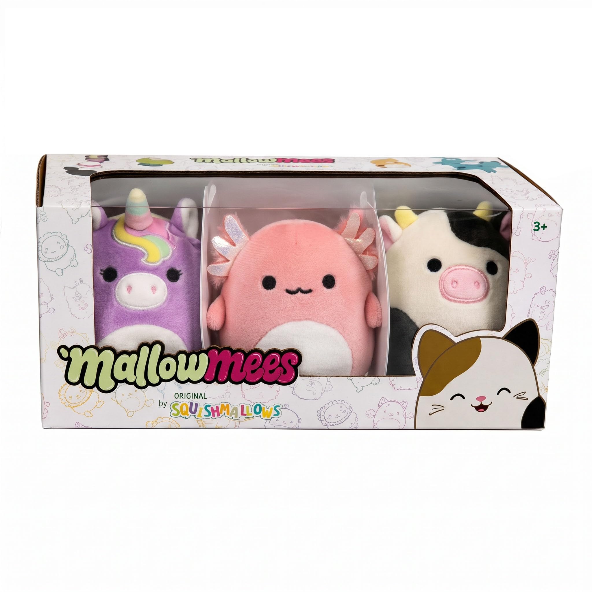 Squishmallows MallowMees Original 3-inch 3-Pack - Silvia, Connor, Archie