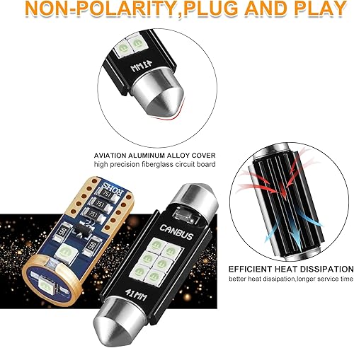 Miniatura 3 de iBrightstar Bombillas LED T15 de 1.614 in 211-2 212-2 578 194 168 T15 sin errores para interiores de auto, camión, cúpula, mapa, puerta, cortesía,