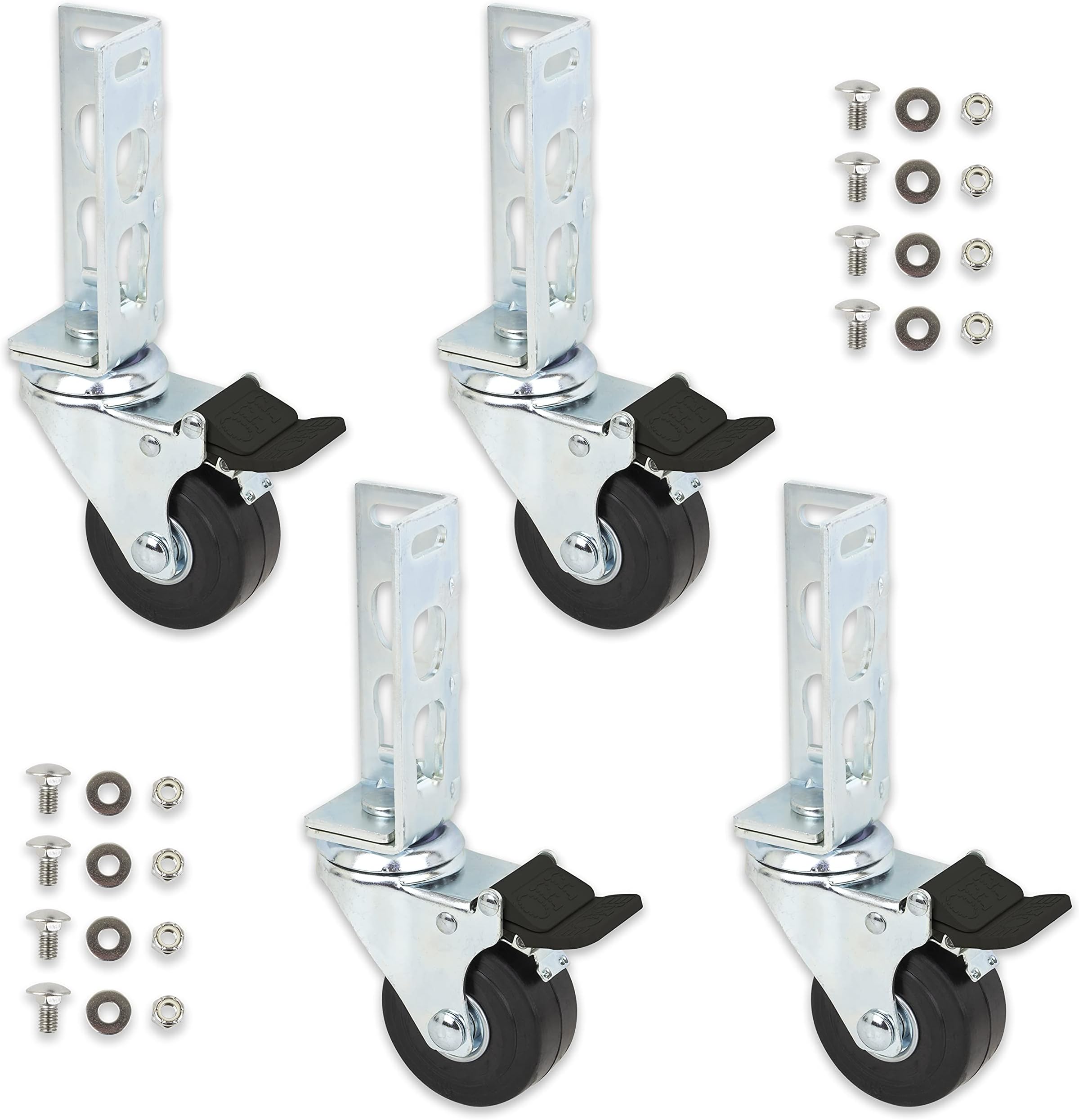 4pc - Storage Rack Caster Wheels (Adapts to Boltless Self Locking Shelving Racks) (3" (1500 lb. Max Total Capacity))