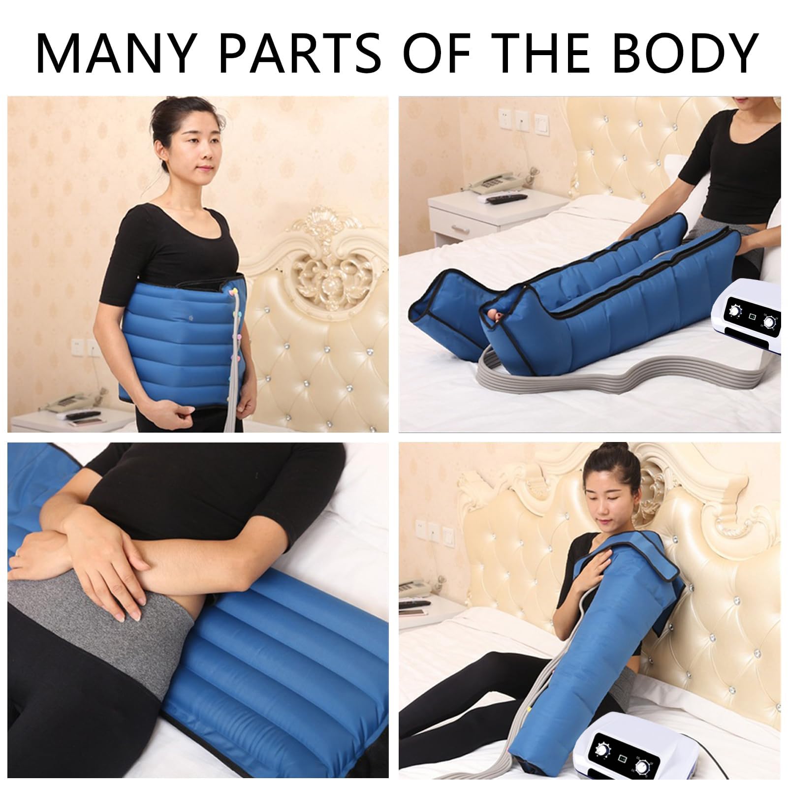Máquina masajeadora eléctrica de compresión, dispositivo de drenaje linfático para cintura, brazo, relajación de piernas, presión ajustable y ajustes de tiempo