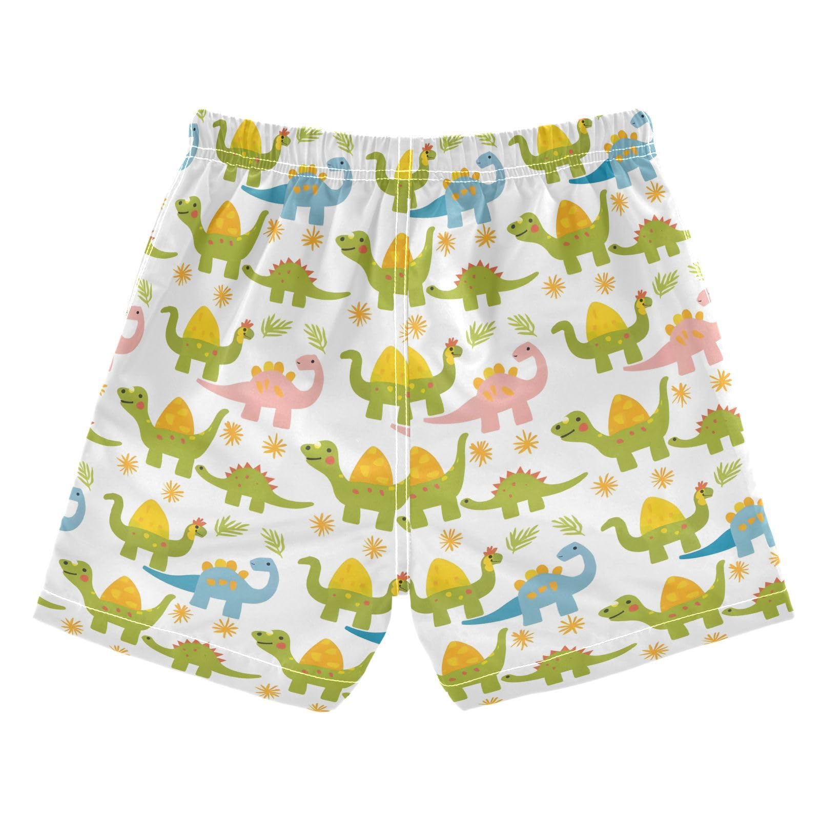 ALAZA Bright Dinosaur Leaf Boys' Swim Trunks Beach Shorts Quick Dry Swimsuit 8 Years
