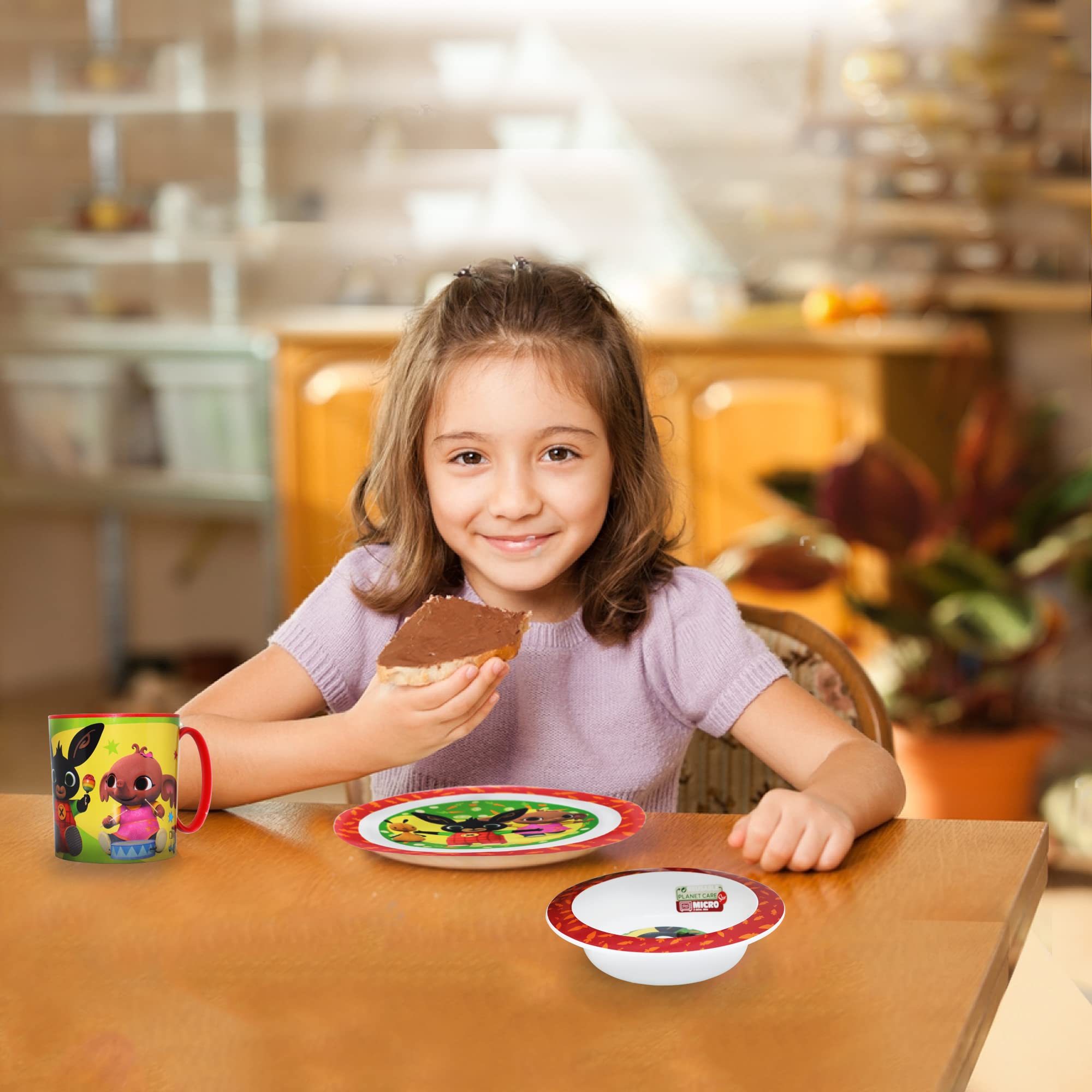 Vajilla Infantil Reutilizable Apta Para Microondas, Juego de Platos Irrompibles de Plástico Para Niños, Plato, Cuenco Para Cereal, Taza 350ml, sin BPA Bing