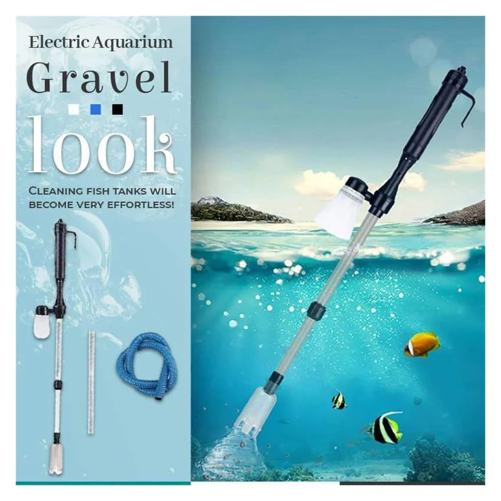Siphon d'aquarium à Aspiration puissante, Nettoyeur de Sable, Nettoyeur de Sable, changeur d'eau de Gravier sous Vide, Filtre de Siphon 220V(European Standard)