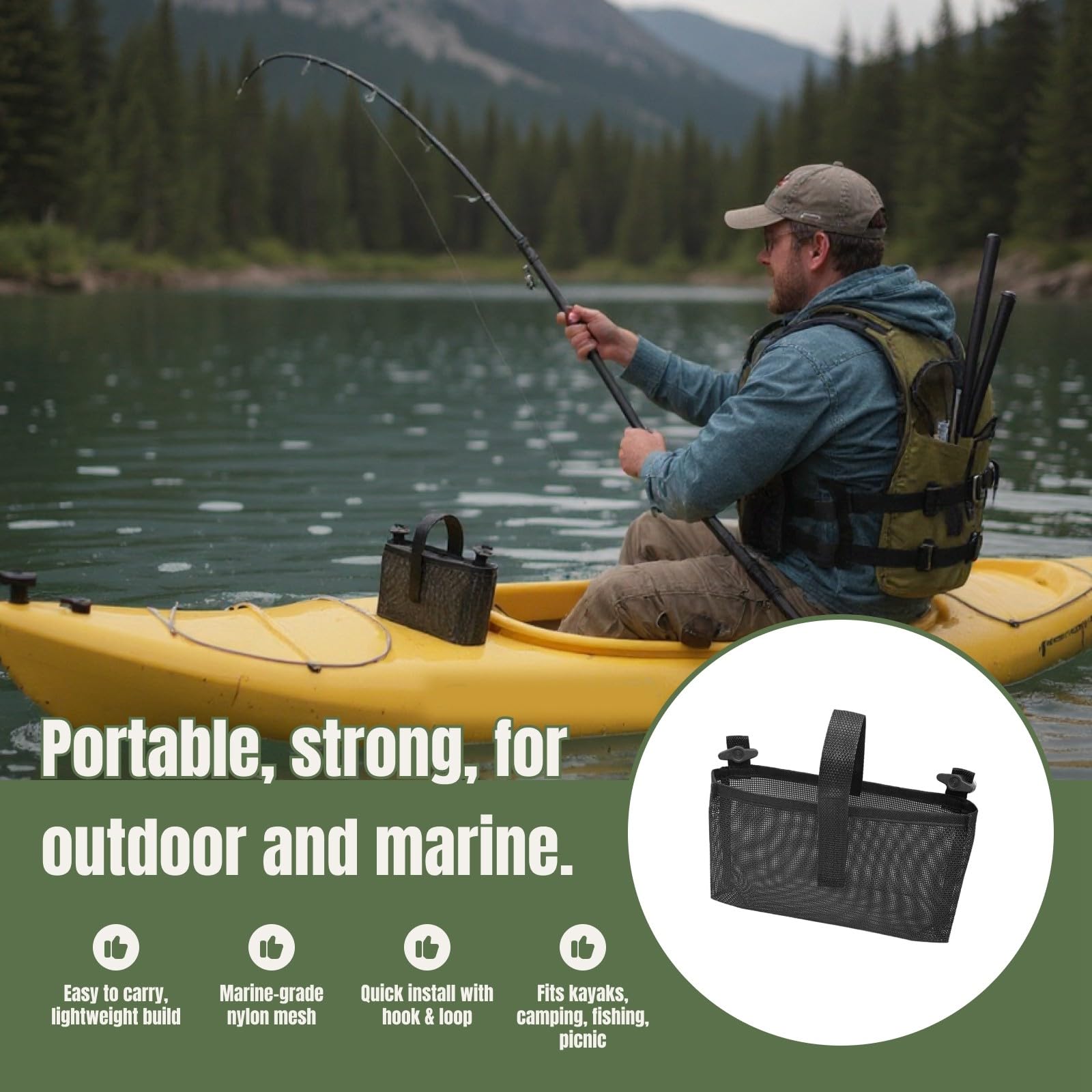 Sac De Rangement Kayak En Maille – Poche Pour Siège – Conteneur Marin Pêche