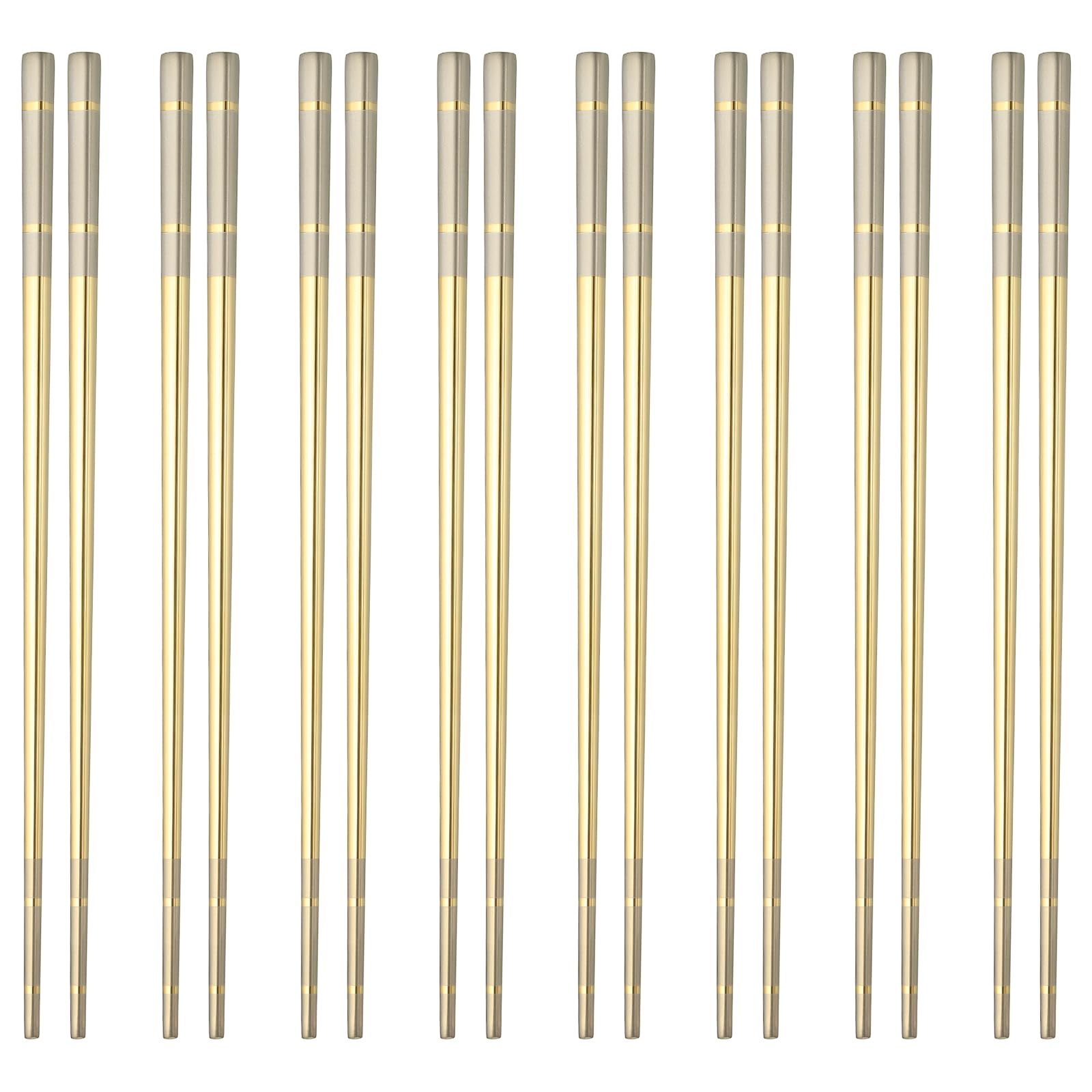 Palillos de acero inoxidable de diseño cuadrado ligero y vajilla gourmet en tono dorado