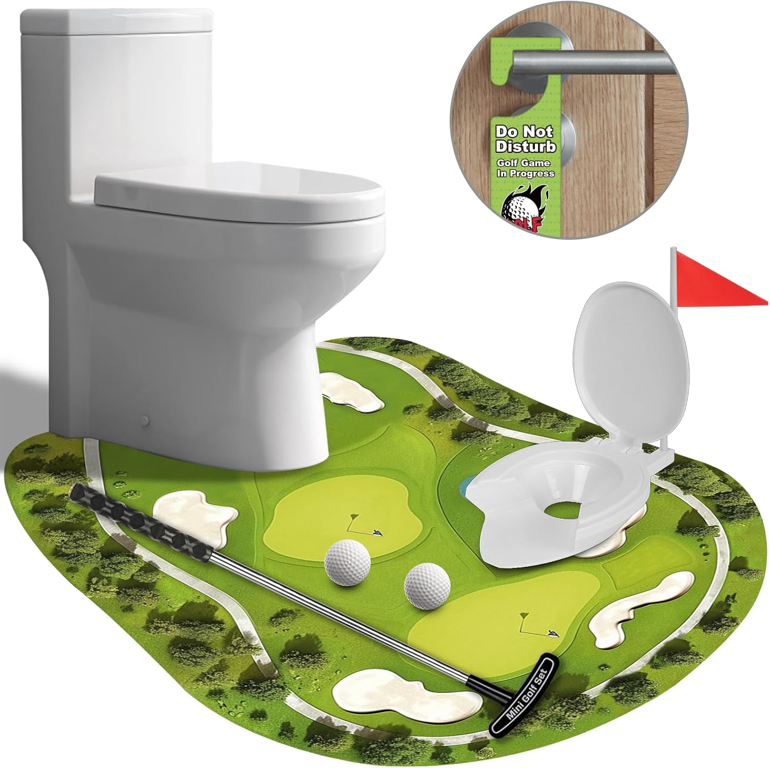 Toilet Golf Game - Funny White Elephant Gifts for Adults, Bathroom Golf Gag Gifts for Boyfriend