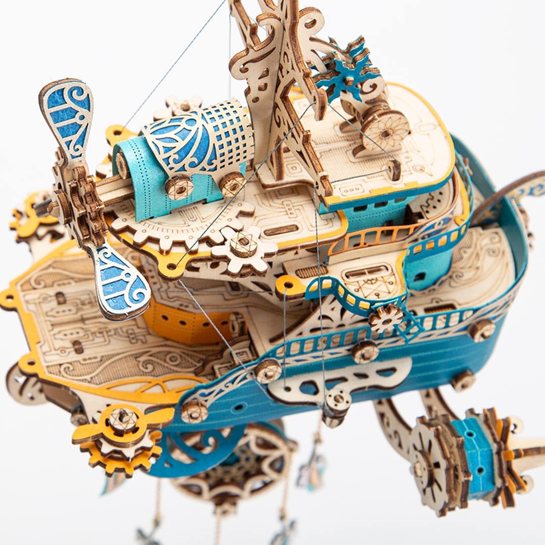 3D Drewniane puzzle dla dorosłych, sterowiec, model 3D, drewniany zestaw do budowania, statek, puzzle 3D, steampunk, statek lotniczy, puzzle 3D, drewno, do samodzielnego montażu, rękodzieło