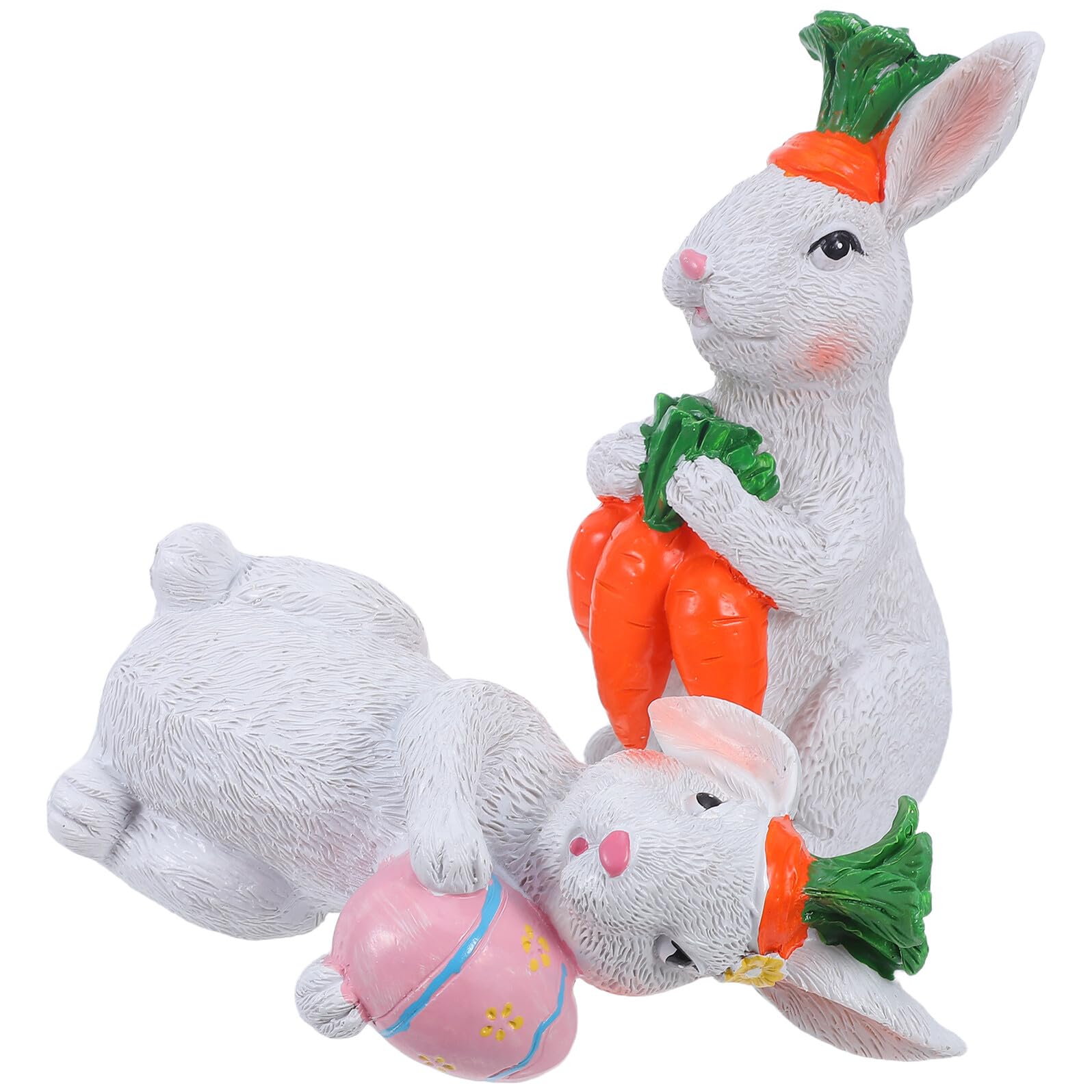 Figurines de lapins en résine blanche Veemoon pour décoration de salon et jardin, lot de 2