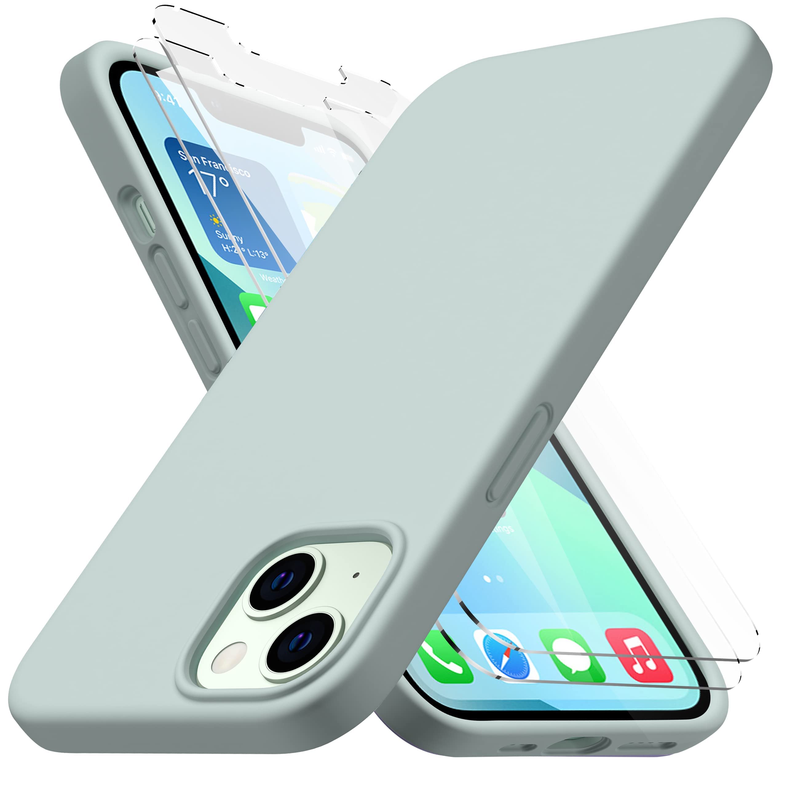 CellEver Heavy-Duty Silicone Case for iPhone 13 Mini - Two Shatterproof Glass Screen Protectors, Military Drop Protection, Scratch-Free Interior,