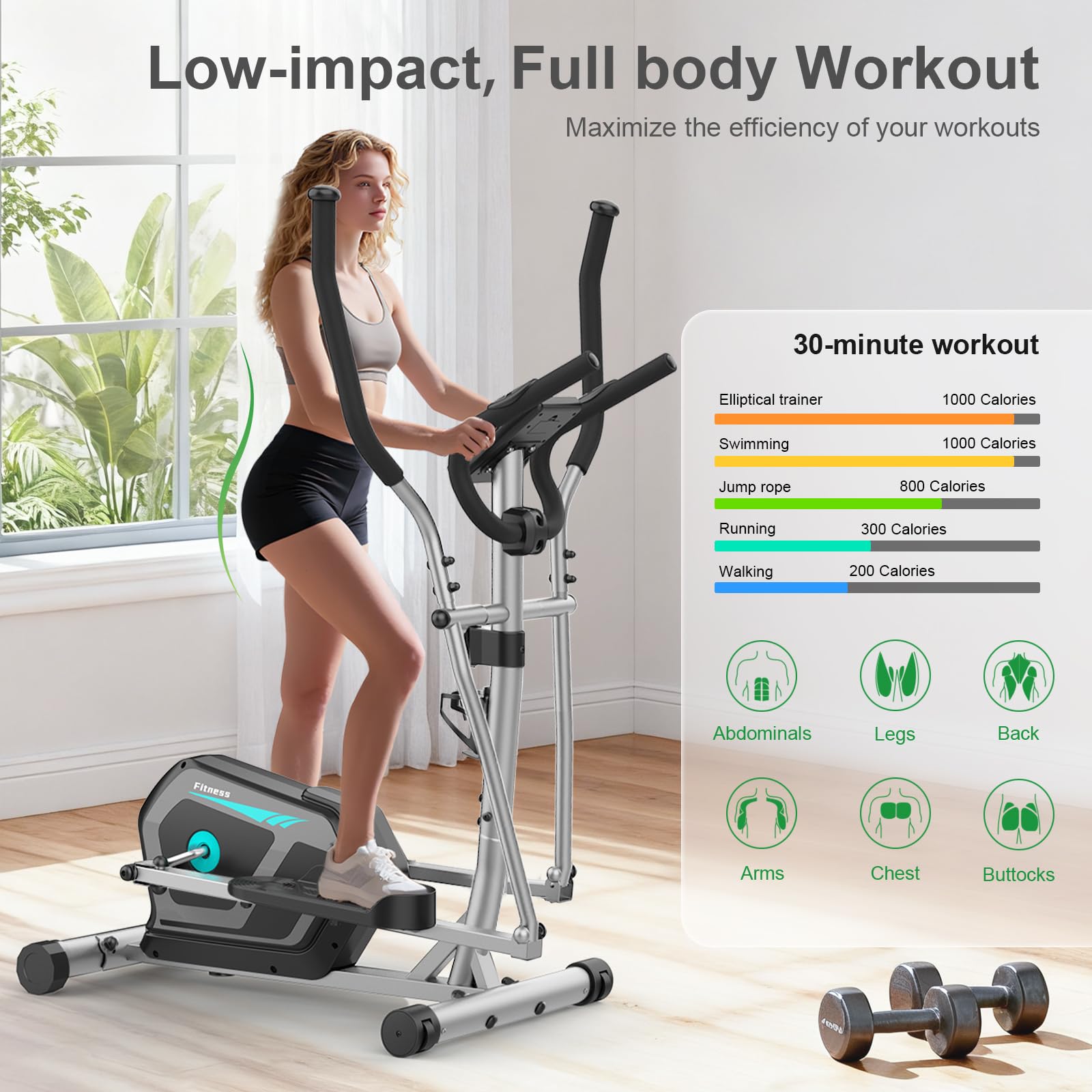 Neezee Crosstrainer für Zuhause mit Bluetooth-App,16-Stufiger Widerstandsstufen,6 kg Magnetischem Schwungrad,Ellipsentrainer mit LCD-Monitor,Pulssensor,Flaschenhalter-Gerätehalterung