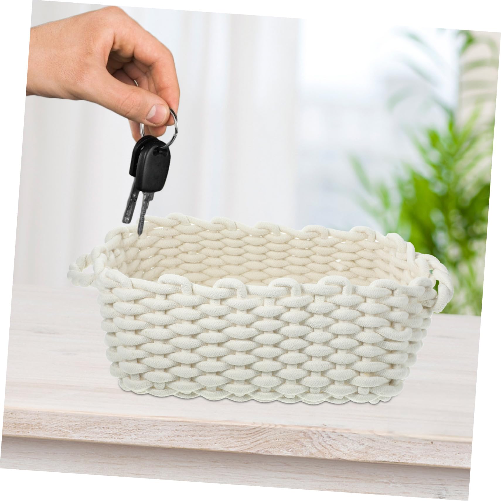 Corbeille De Rangement Tressée Coton Bohème - 32x14.5x10 Cm - Panier Organisateur Bureau, Salle De Bain, Décoration - 8