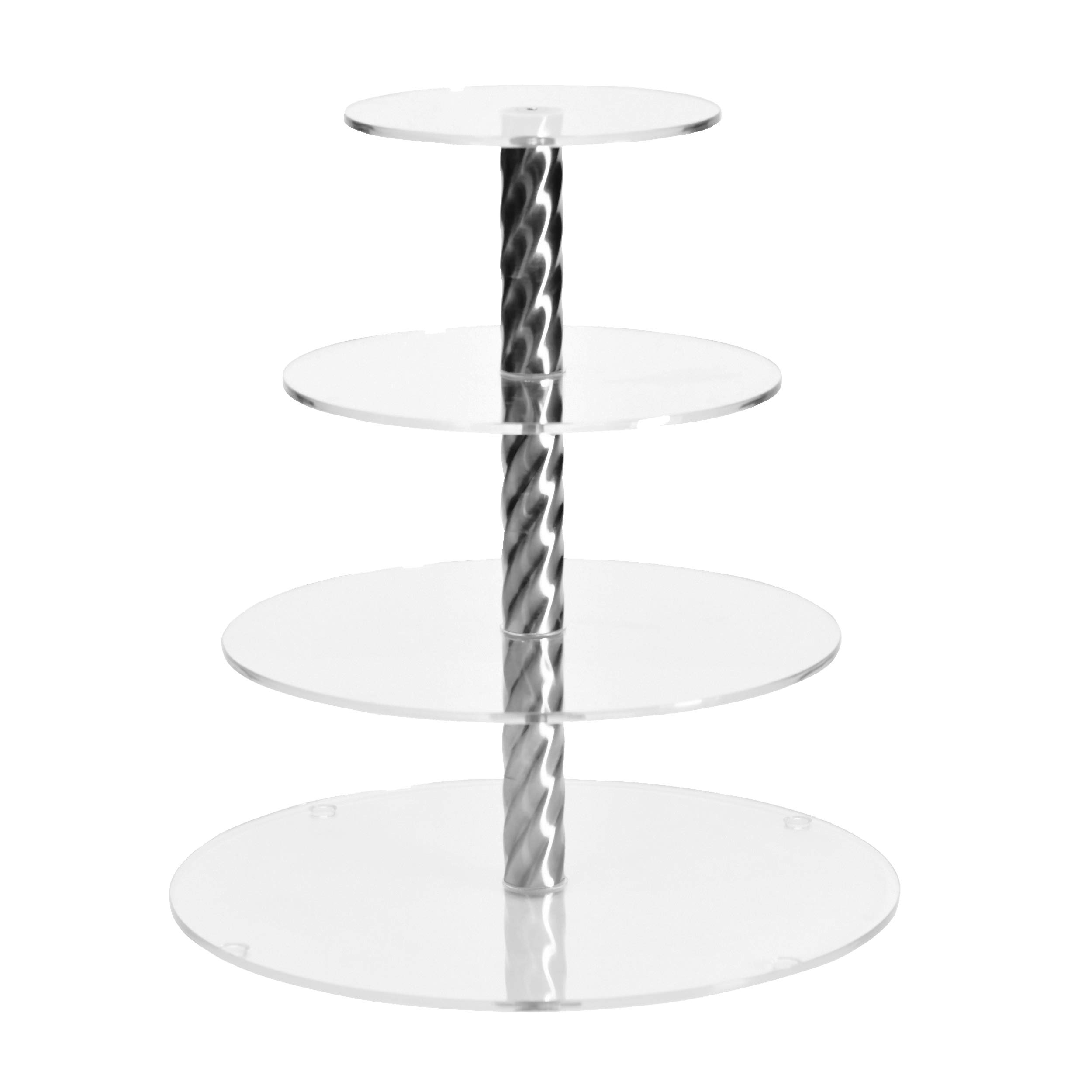 AMT Acrylic Cupcake Stand | CLEAR Acrylic cupcake stand for 37 cupcakes | 4 tiers cupcake stand | Perfect for a Wedding shower, Birthday party, Baby shower. (1 pc/box) (Round - 4 Tiers)