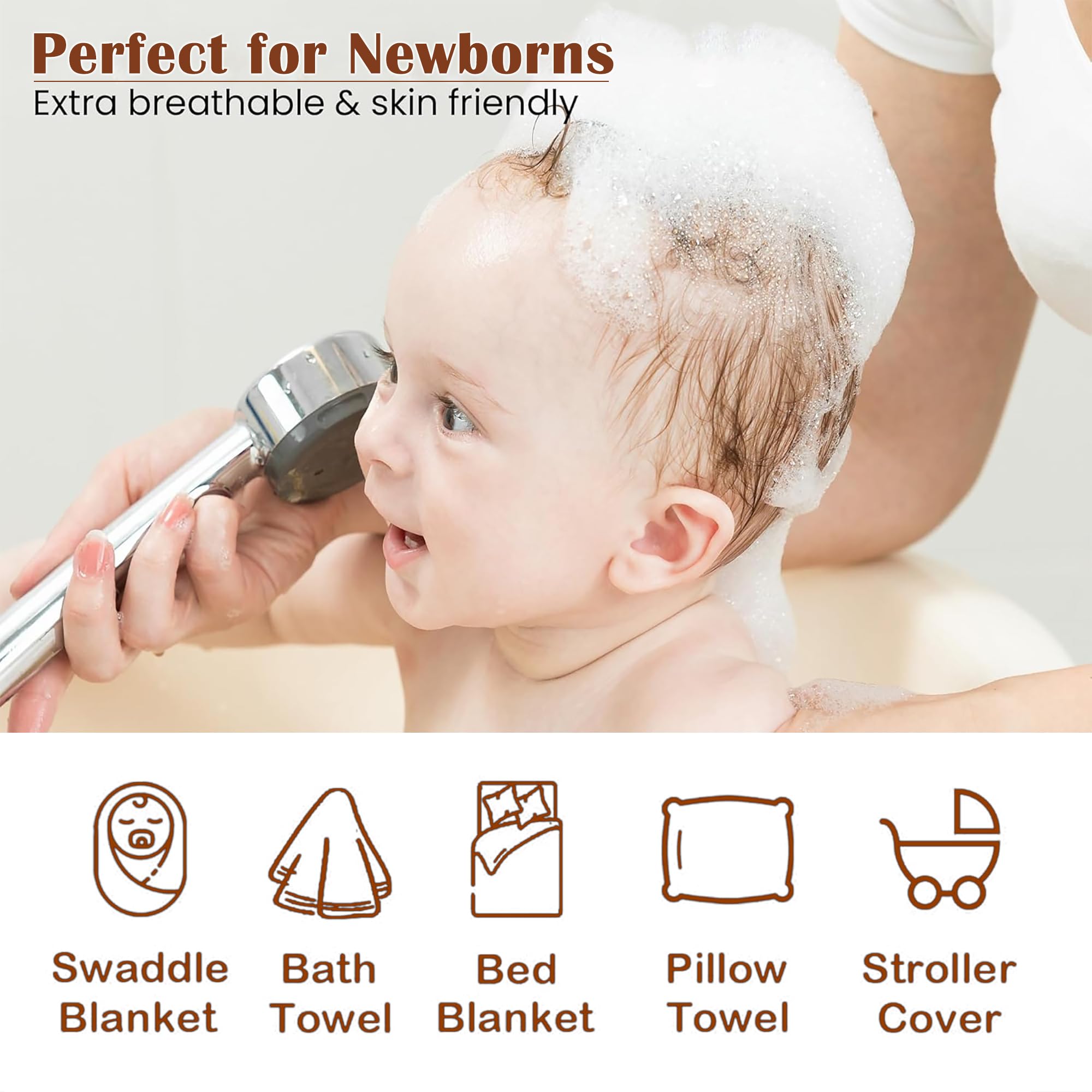 Urbane Home Pack of 2 Soft & Absorbant Cotton Hooded Towels for New Born Baby | Wrapping Bath Towel for 0-12 Months | 83x83 cm | Fruit Print-White 4