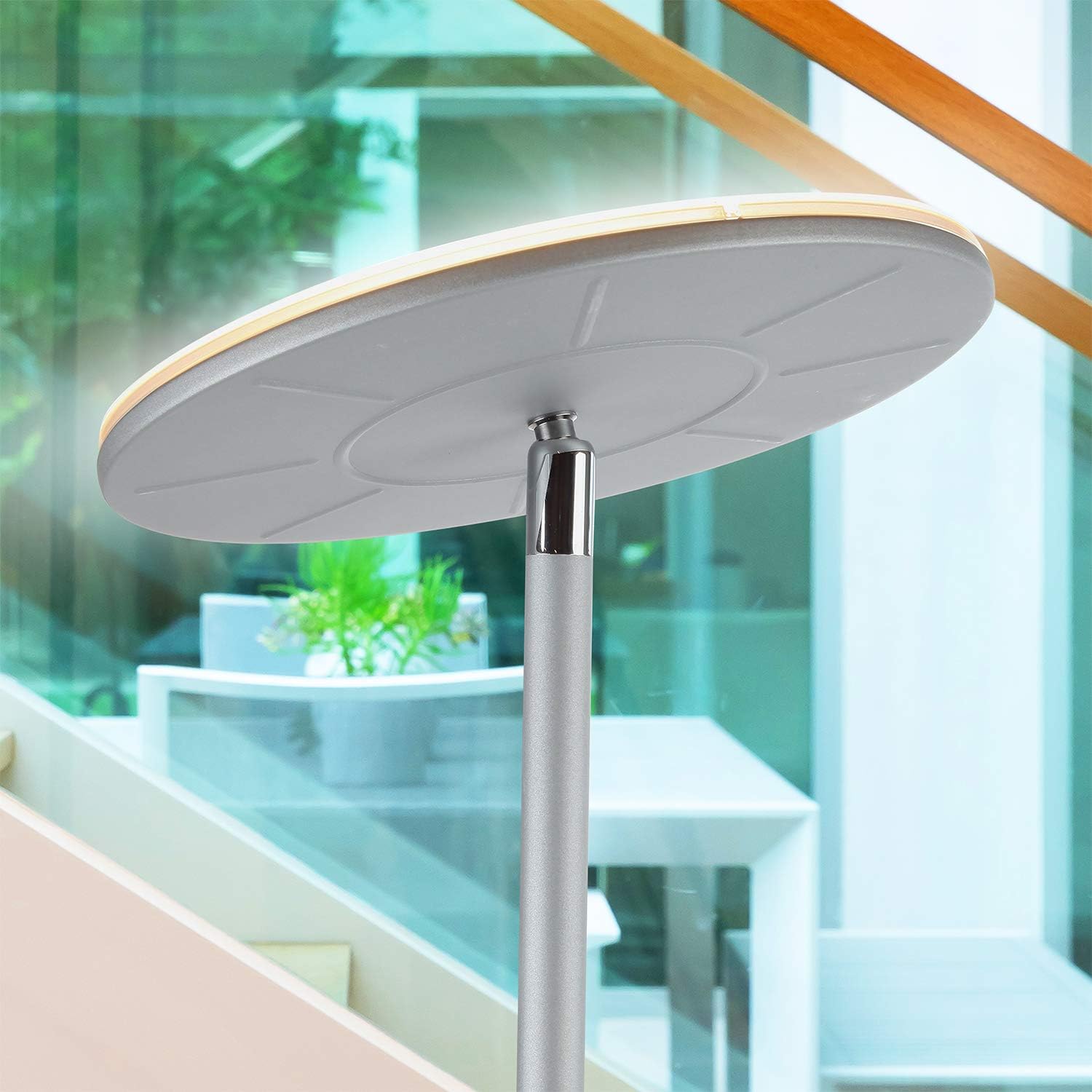 Brightech Sky LED Floor lamp, Torchiere Super Bright Floor Lamp for Living Rooms & Offices – Dimmable, Tall Standing Lamp for Bedroom Reading – Platinum Silver