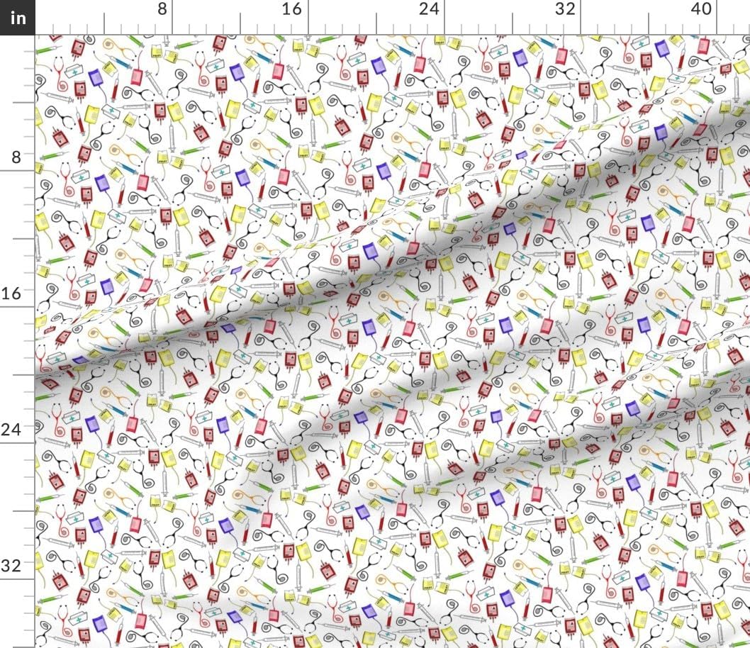 Spoonflower Fabric - Nurse Tools Registered Student Nursing Medical Theme Hospital Printed on Petal Signature Cotton Fabric by The Yard - Sewing Quilting Apparel Crafts Decor