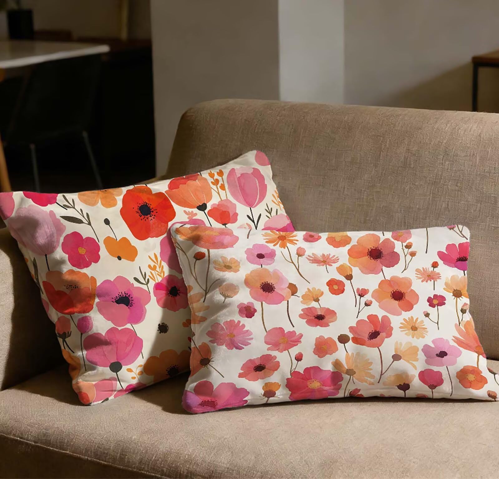 Taie d'oreiller velours 80x100 cm au design floral raffiné avec zip invisible de qualité