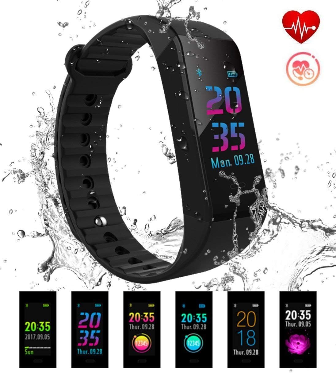 EUMI Fitness Tracker with Heart Rate Monitor,Colour Screen Activity Tracker Fitness Watch 14 Training Modes Waterproof IP68 Smart Bracelet Sleep Monitor Pedometer Watch Compatible for Android IOS