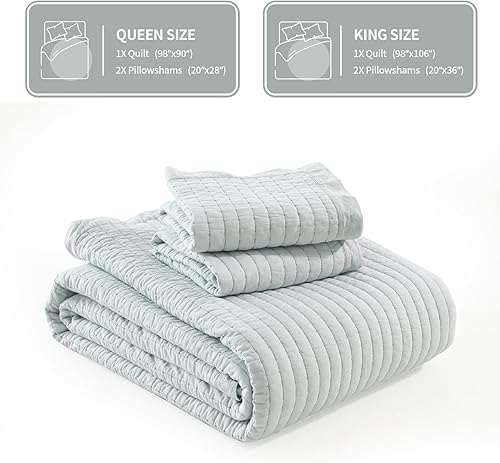 Miniatura 5 de KALOOLA Juego de ropa de cama de 3 piezas de 100 % algodón, ultra suave, ligero, acolchado de 3 piezas, estilo moderno y chic para todas las