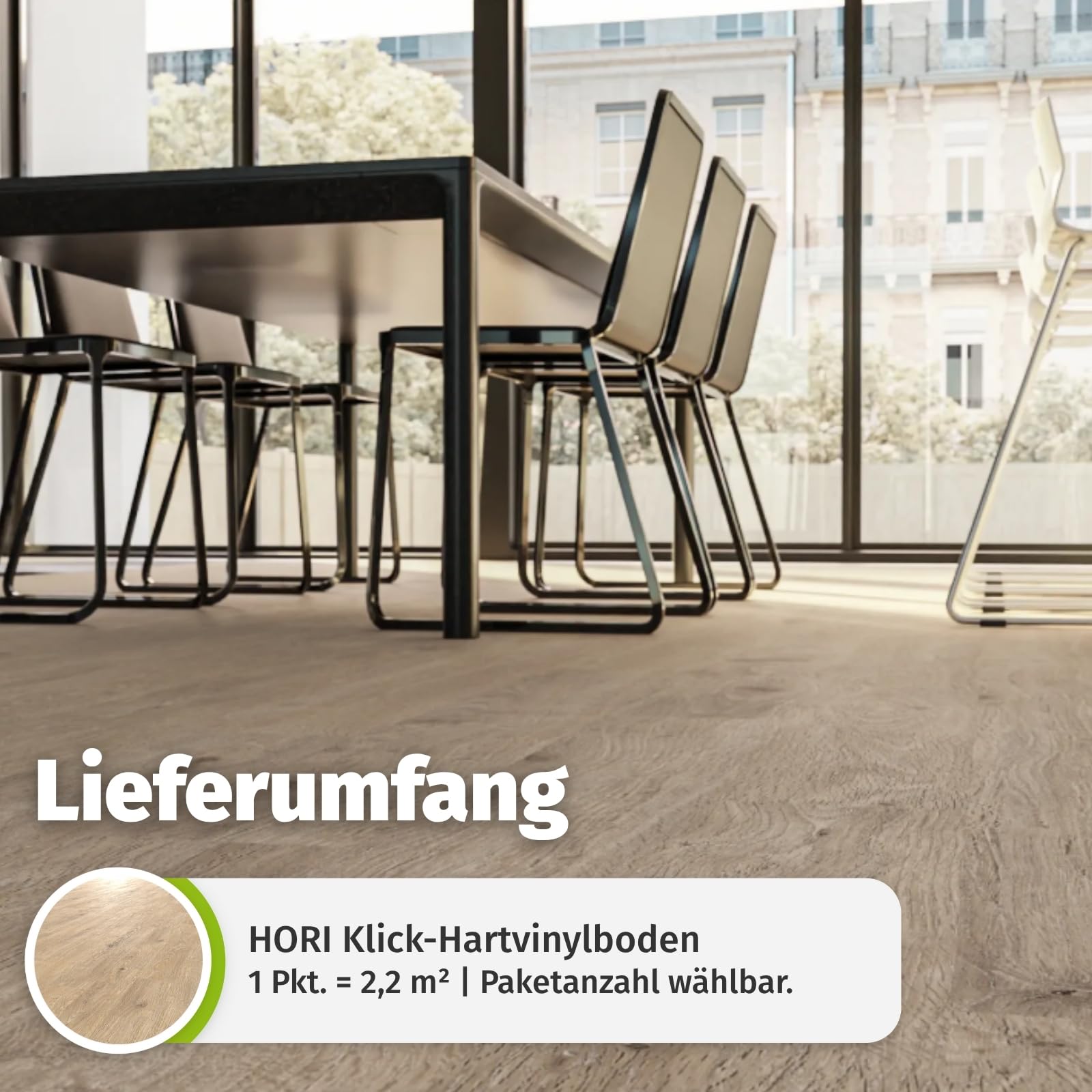 HORI Klick Hartvinylboden Rigid SPC Landhausdiele Holzoptik - Klick-Vinyl mit Trittschalldämmung - schwimmende Verlegung - - 122 x 18 x 0,35 cm - 2,2 m² - 10 Dielen