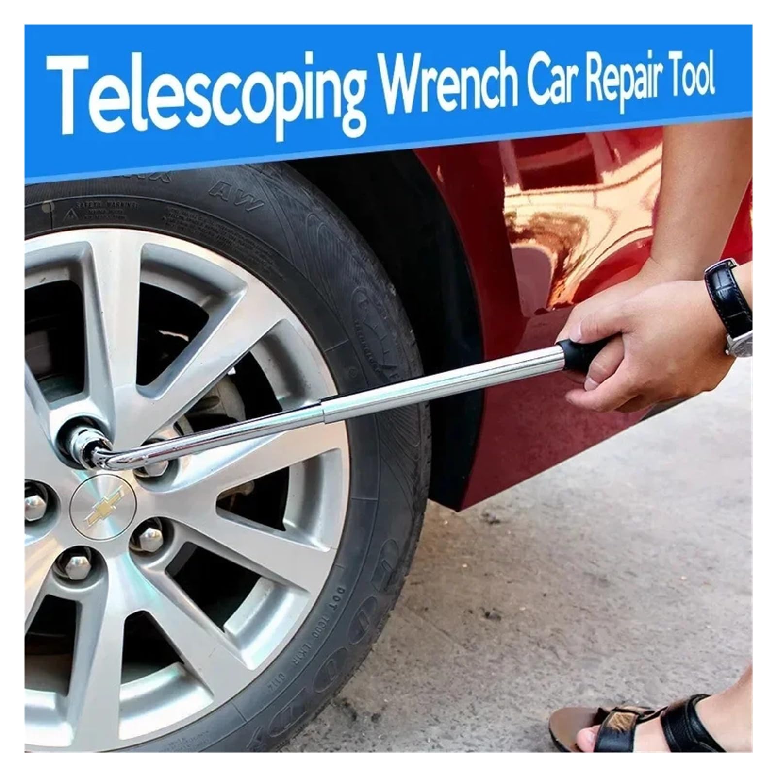 Ausziehbarer Radmutternschlüssel, Teleskop, mit Steckschlüsselsatz, Reifenmutternsatz, 17 mm, 19, 21, 23, for Autoreparaturen, Werkzeugsatz