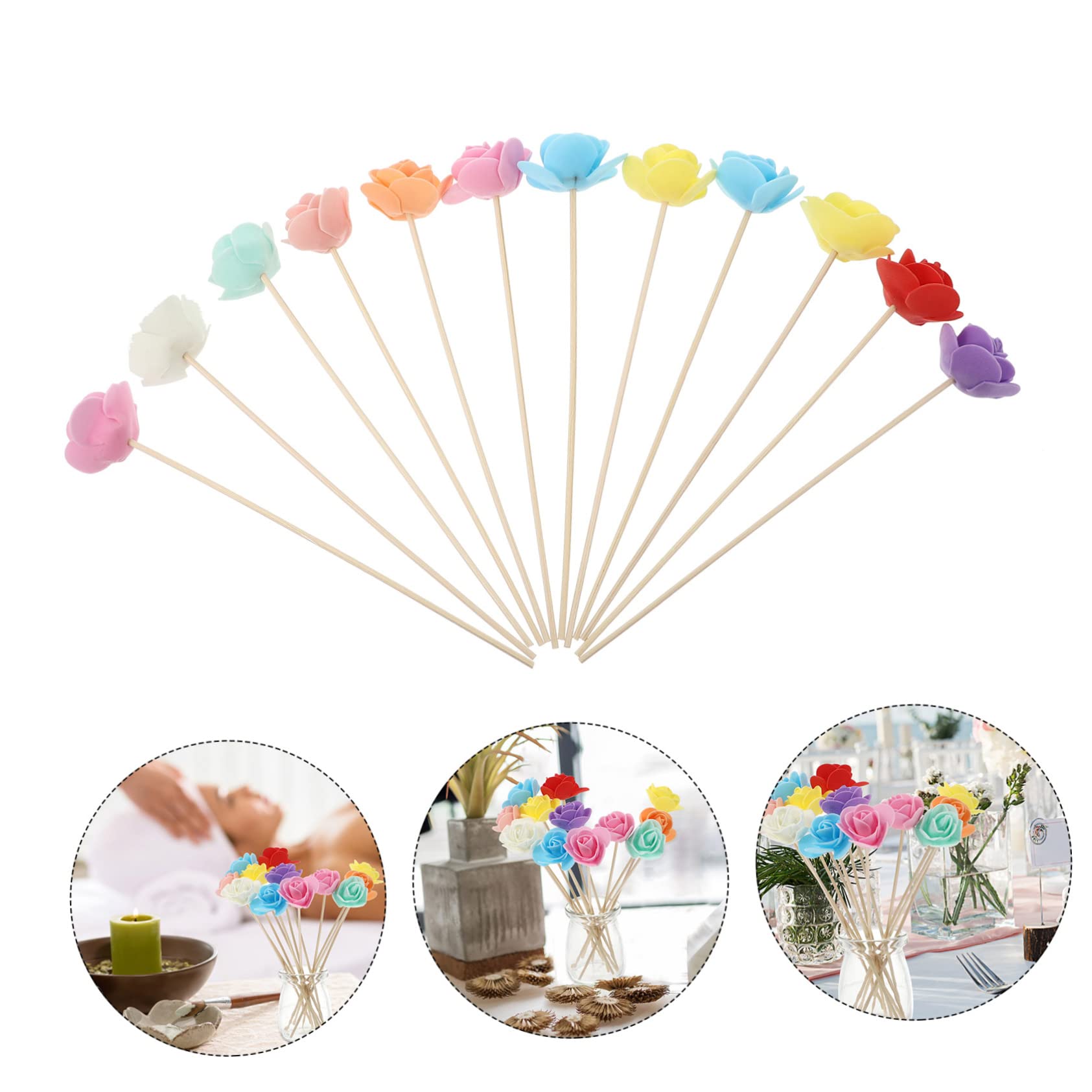 HOMOCONO Colorful Aromatherapy Flower Rattan Sticks for Air and Home Versatile Diffuser Aromatherapy Accessories for Living Spaces
