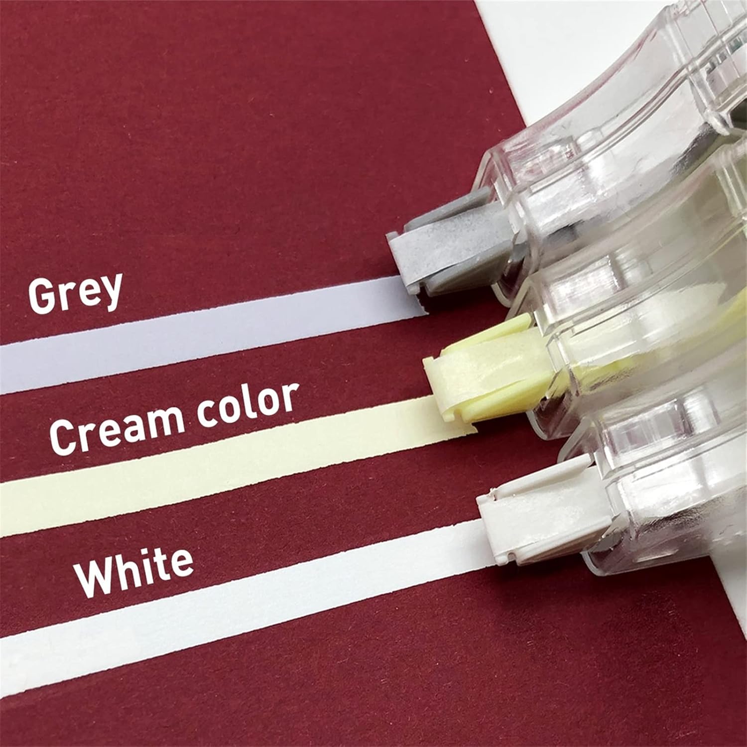 ZHILIXING 3 Colors Correction Tape,Grey&White&Cream Yellow Color White Out Tape, 6