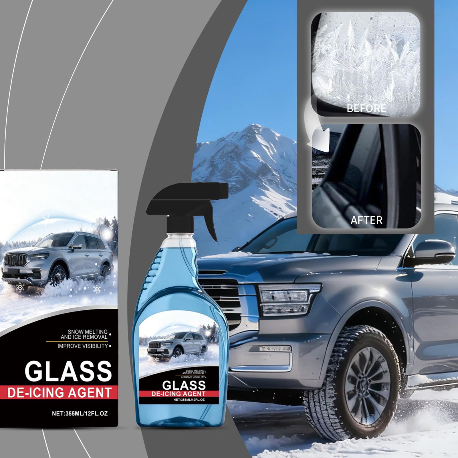 Dégivrant Pour Pare-Brise De Voiture 355 ml Nettoyant Et Anti-Givre Pour