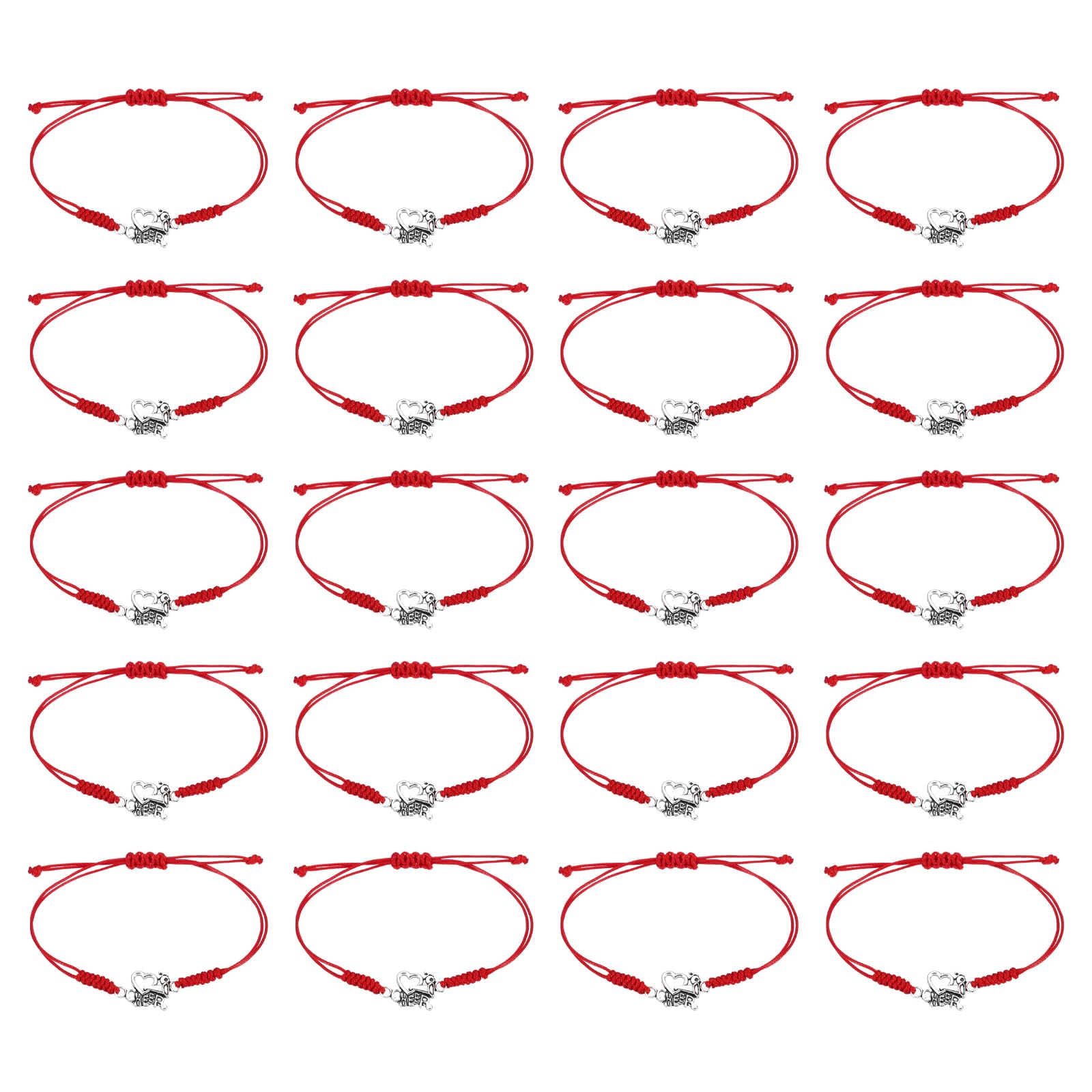 PATIKIL Cheerleader Gifts, 20 Pcs Cheer Bracelet Adjustable Cheerleading Charm Bracelet for Cheer Team, Red