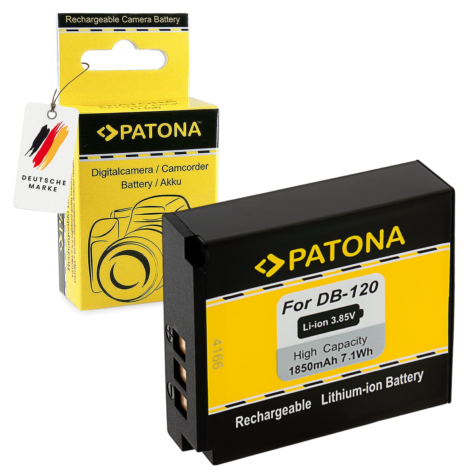 PATONA Batteria per Ricoh GR IV – ricambio per Ricoh DB-120 (1850 mAh Li-Ion) – con protezione da sovraccarico e cortocircuito – batteria di scorta per street photography e viaggi