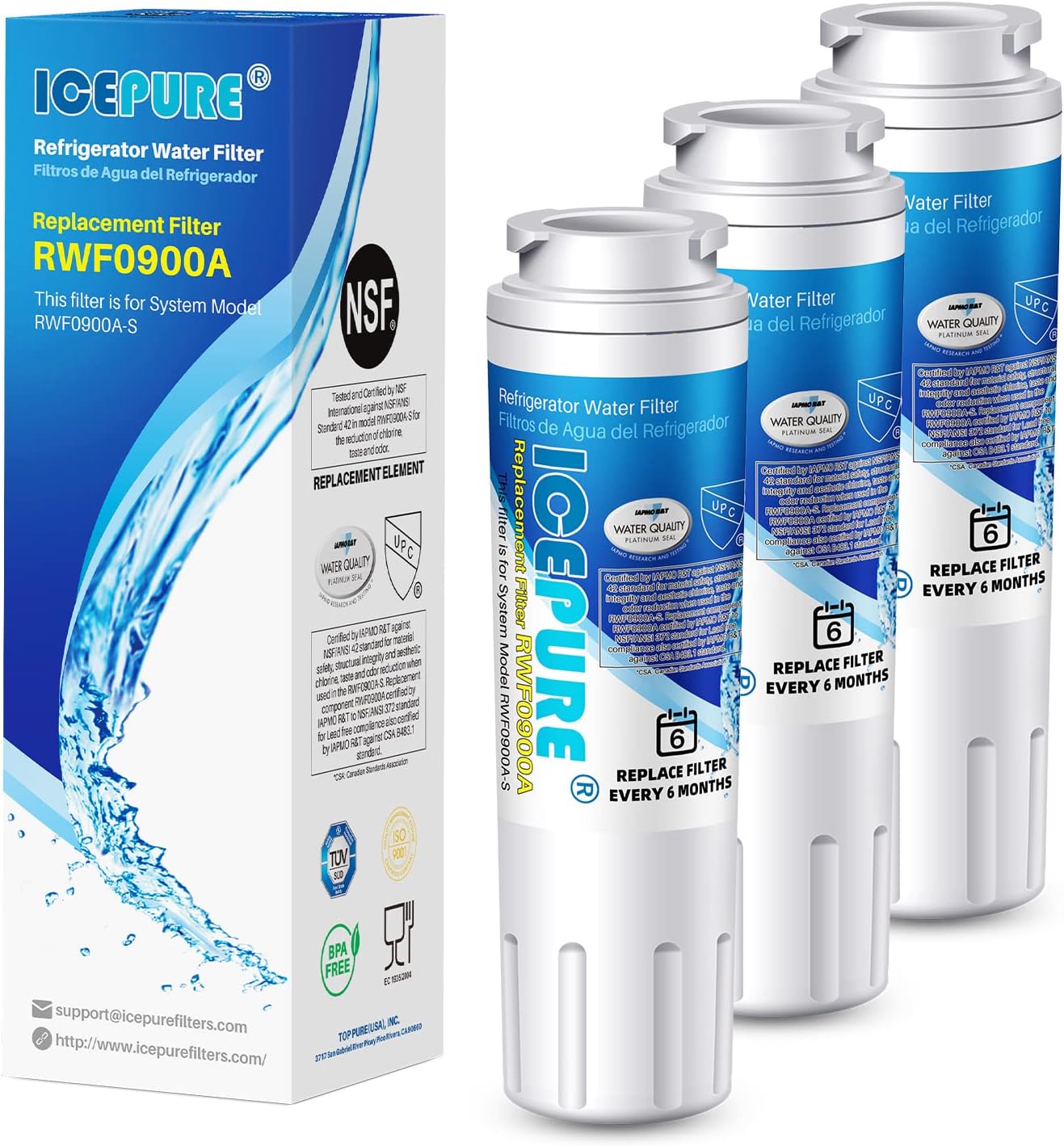 Amazon.com: Waterdrop UKF8001 Refrigerator Water Filter, Compatible ...