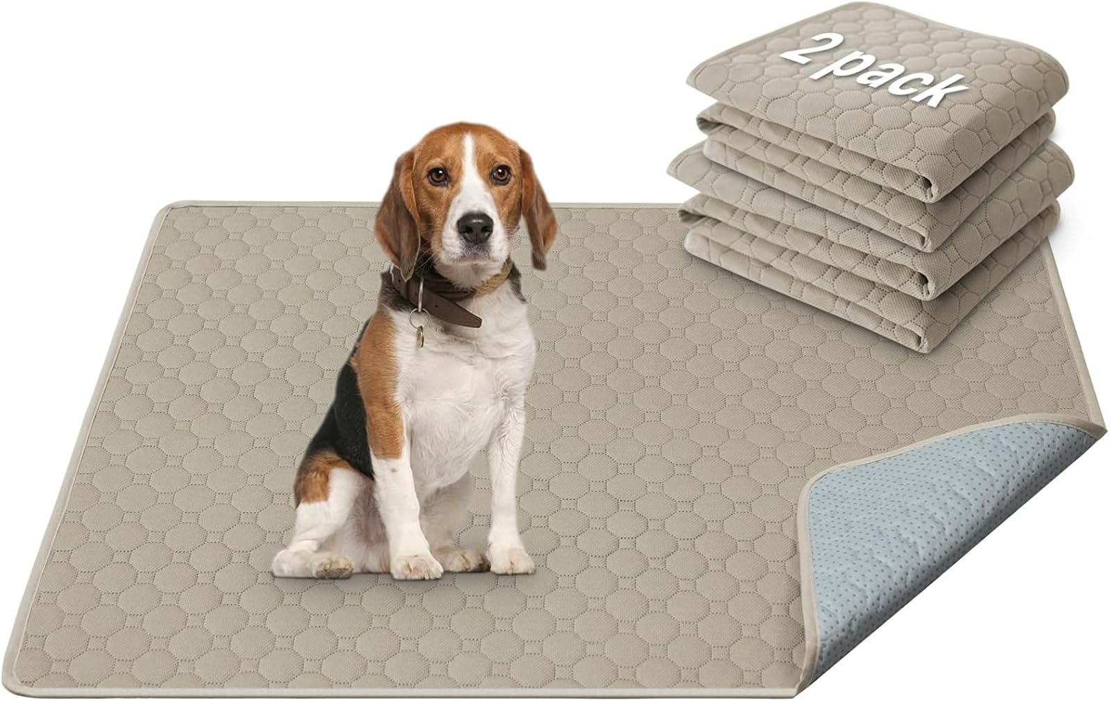 LINGKY Washable Puppy Pads(92x120cm), Reusable Pee Pads for Dogs 2 Pack, Dog Training Pads, Super Absorbent & Waterproof Dog Pee Pads, Incontinence Pads for Puppies, Dogs, Cats