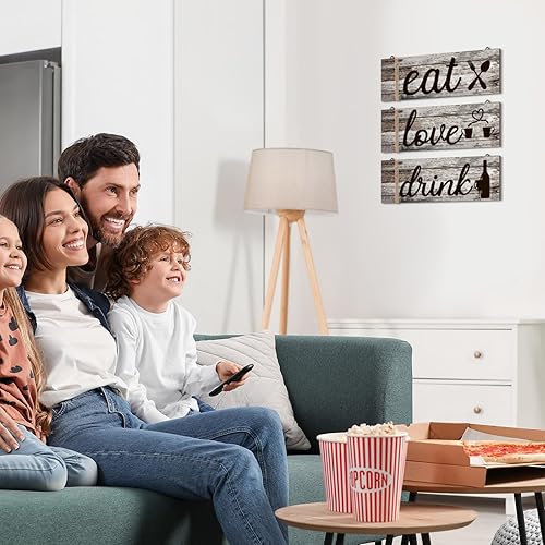 Miniatura 6 de Jetec 3 piezas de decoración rústica de madera rústica para la cocina, letrero de amor con agujero para colgar para el hogar, comedor, sala de