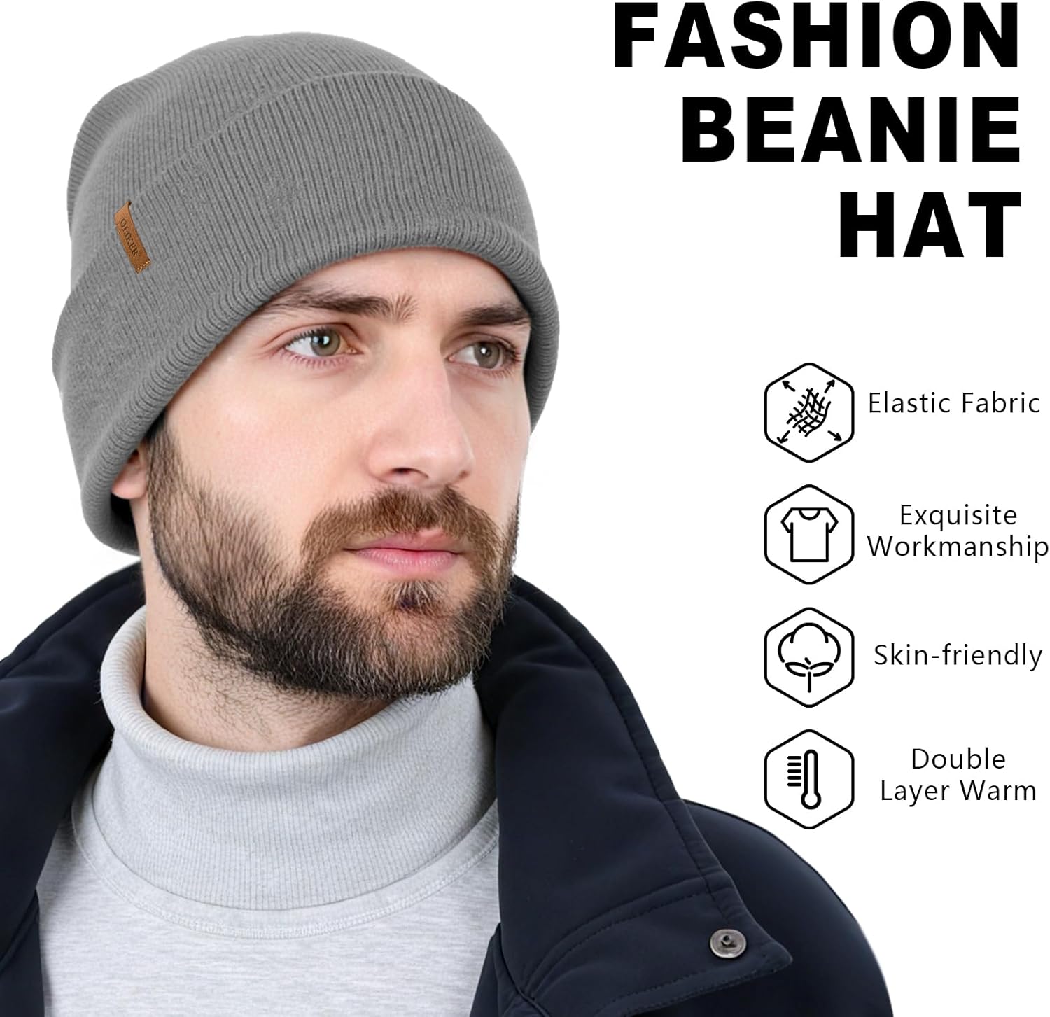 3 Pack Beanie for Men Women, Winter Double Layer Warm Knit Cuffed Hat Stylish Slouc... - Image 4