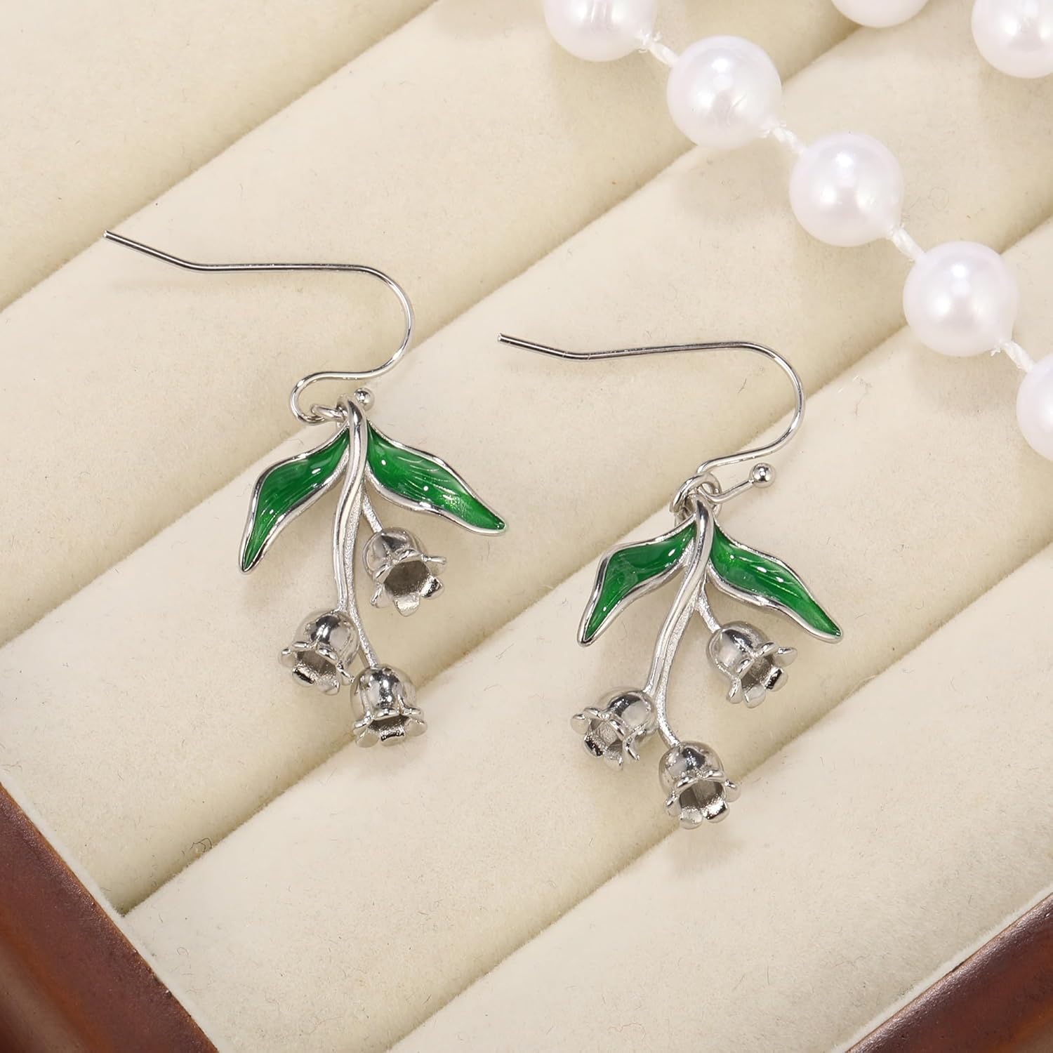Lily of the Valley Floral Drop earrings for Women Dangle Flower Earring Dangling Fairy Leaf Earrings Jewelry - Image 3