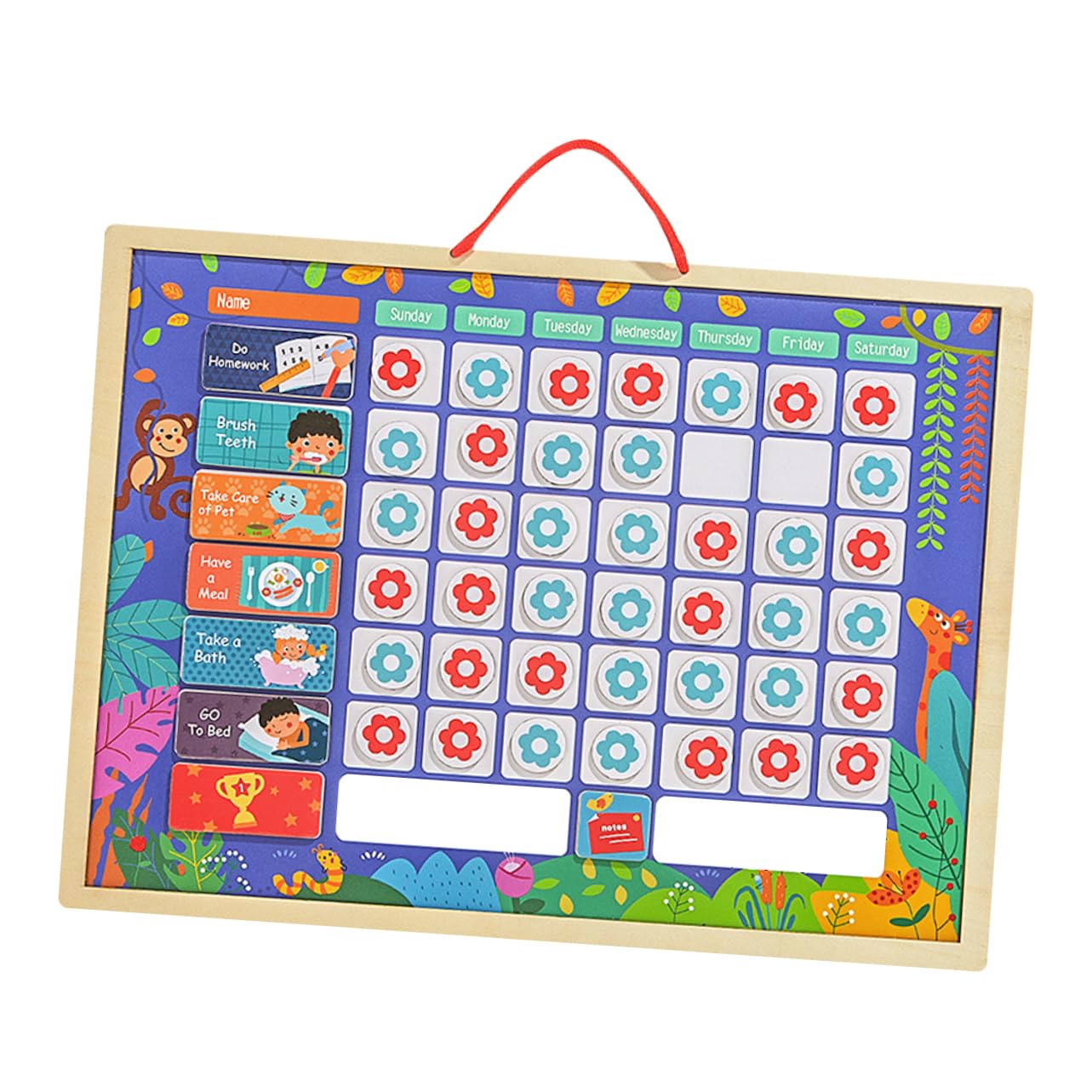 Tofficu Tabla de Recompensas Estándar para Niños de Madera y Colgante | Registro de Crecimiento, Tablero Reutilizable para Escribir, Enseña Organización y Hábitos