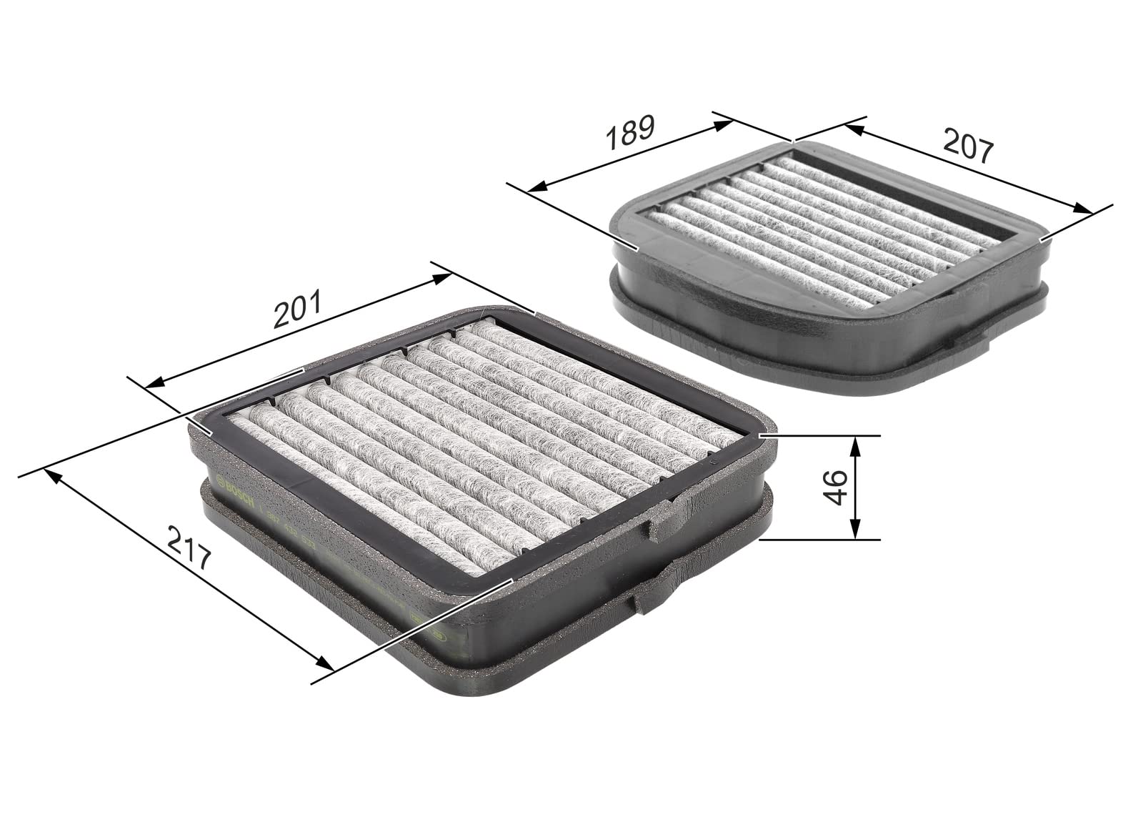 Bosch Filtro Abitacolo ai Carboni Attivi R2533, Filtro di Ricambio - Contro cattivi odori, polline e polvere per un'aria più pulita all'interno del veicolo - 2 Filtri | Compatibile con: MAYBACH 57, 62, MERCEDES-BENZ E-CLASS, E-CLASS Pritsche/Fahrgestell,