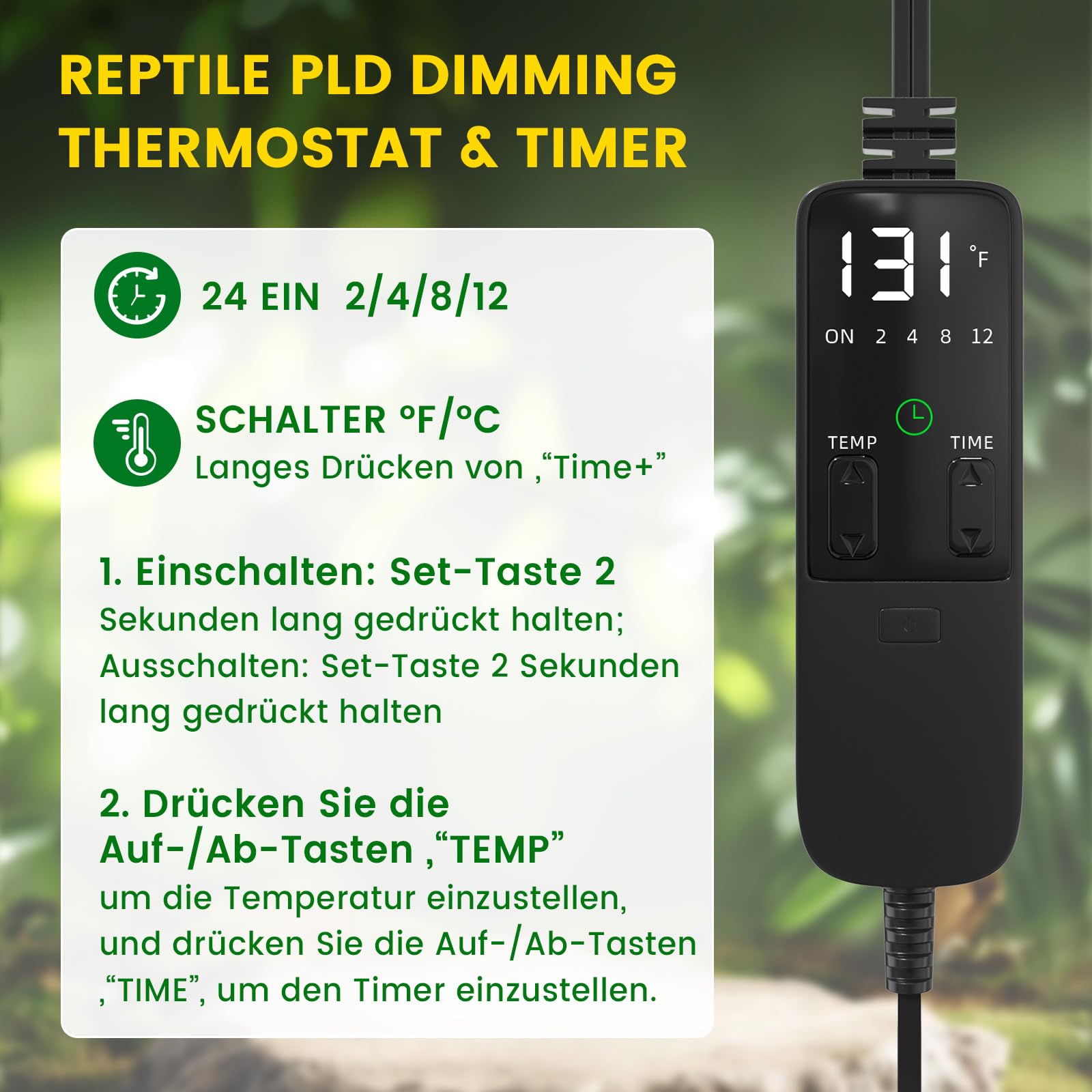GlowUp Wärmelampe Terrarium, 5.5-Zoll Reptilien Wärmelampe mit Thermostat und Timer, E27 Reptile Dome 300W Lampenfassung für Schildkröte Eidechse Bartagamen (Keine Glühbirne)
