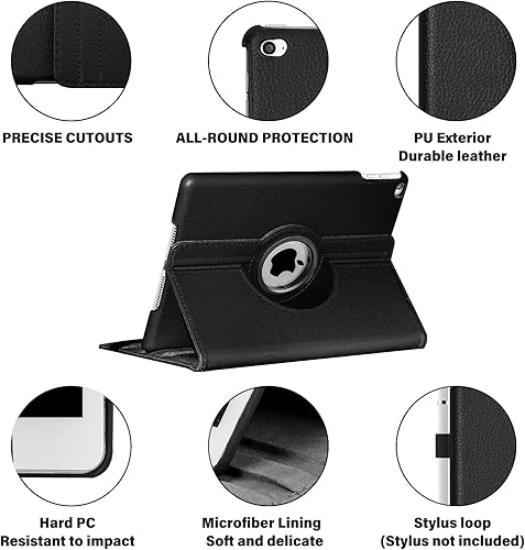 Miniatura 8 de LRCXL Funda para iPad Air 2  iPad 6 5 generación 9.7 pulgadas  Funda giratoria de 360 grados para iPad Air 9.7 pulgadas (modelo 2018 2017) con