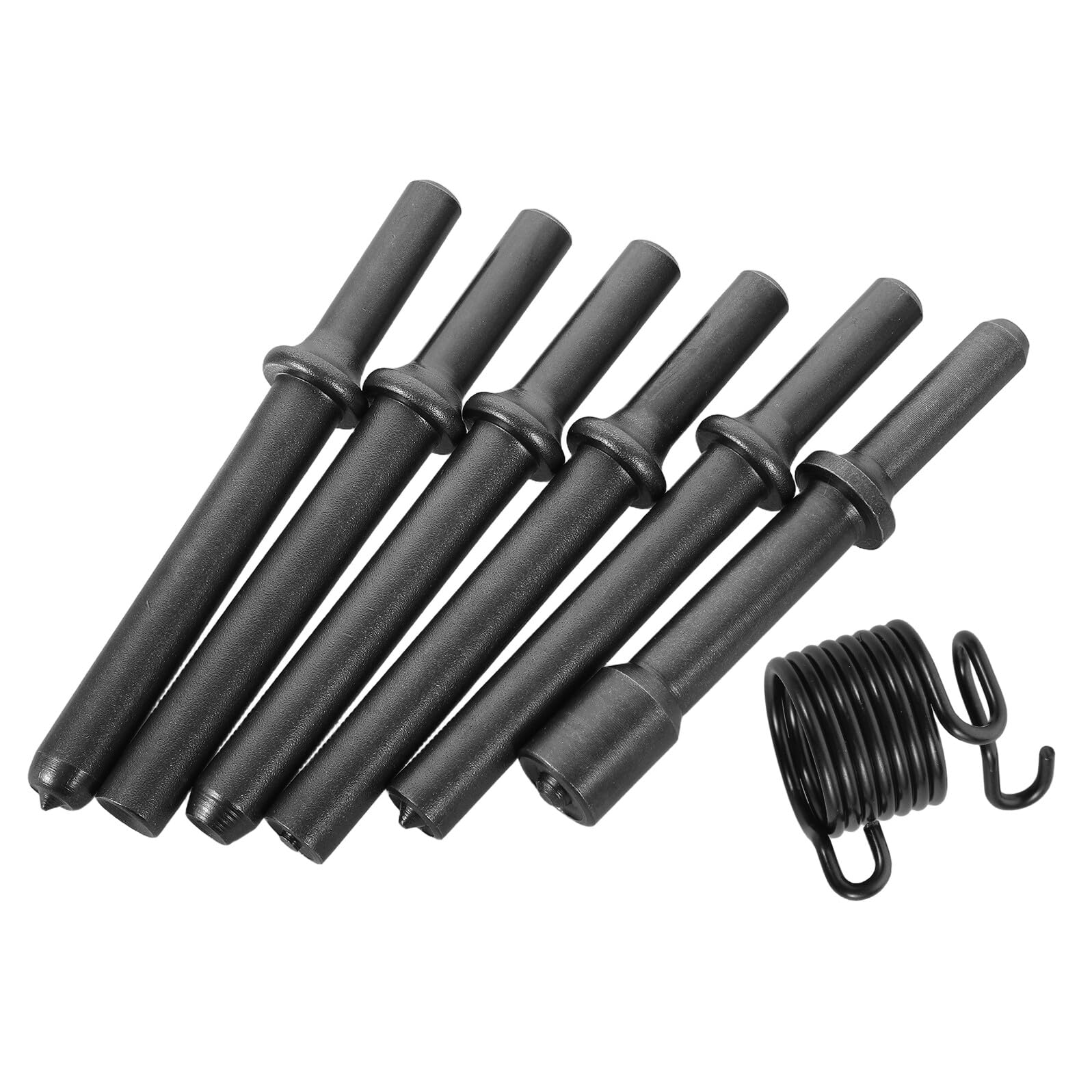 SHINEOFI Set di Punte per Scalpello Pneumatico 7 Pezzi con Molle Antivibrazione Utensili per Martello Pneumatico Rivetti e Punzonatura Accessori per Lavori Meccanici e Riparazioni
