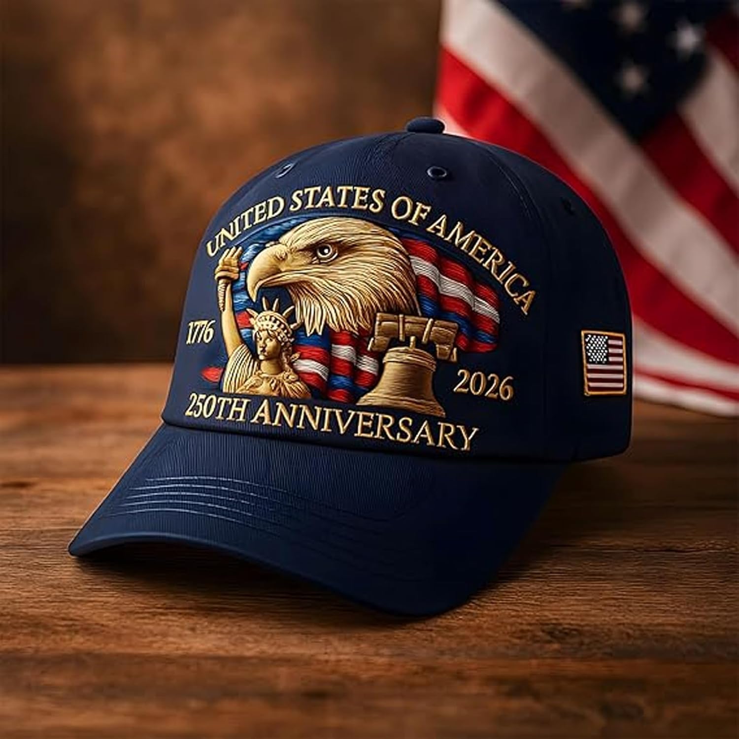 United States 250th Anniversary Red Cap, Patriotic Baseball Cap, Adjustable Retro Embroidered Hat for Men Women Gifts - Image 3