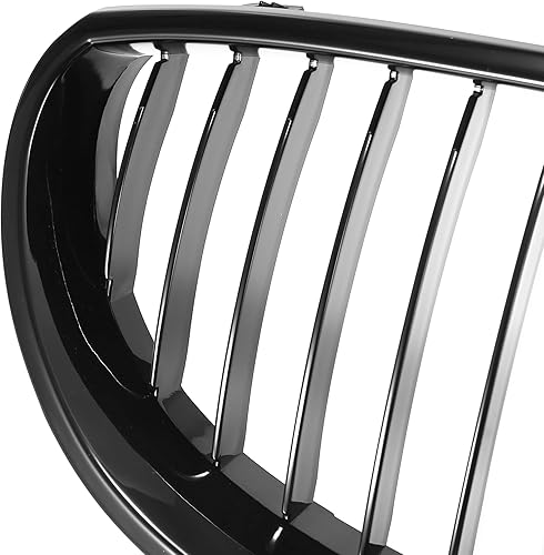 Miniatura 5 de X AUTOHAUX Par coche parrilla delantera brillante negro ABS plástico capó riñón rejilla para BMW E60 2003-2009 4 puertas