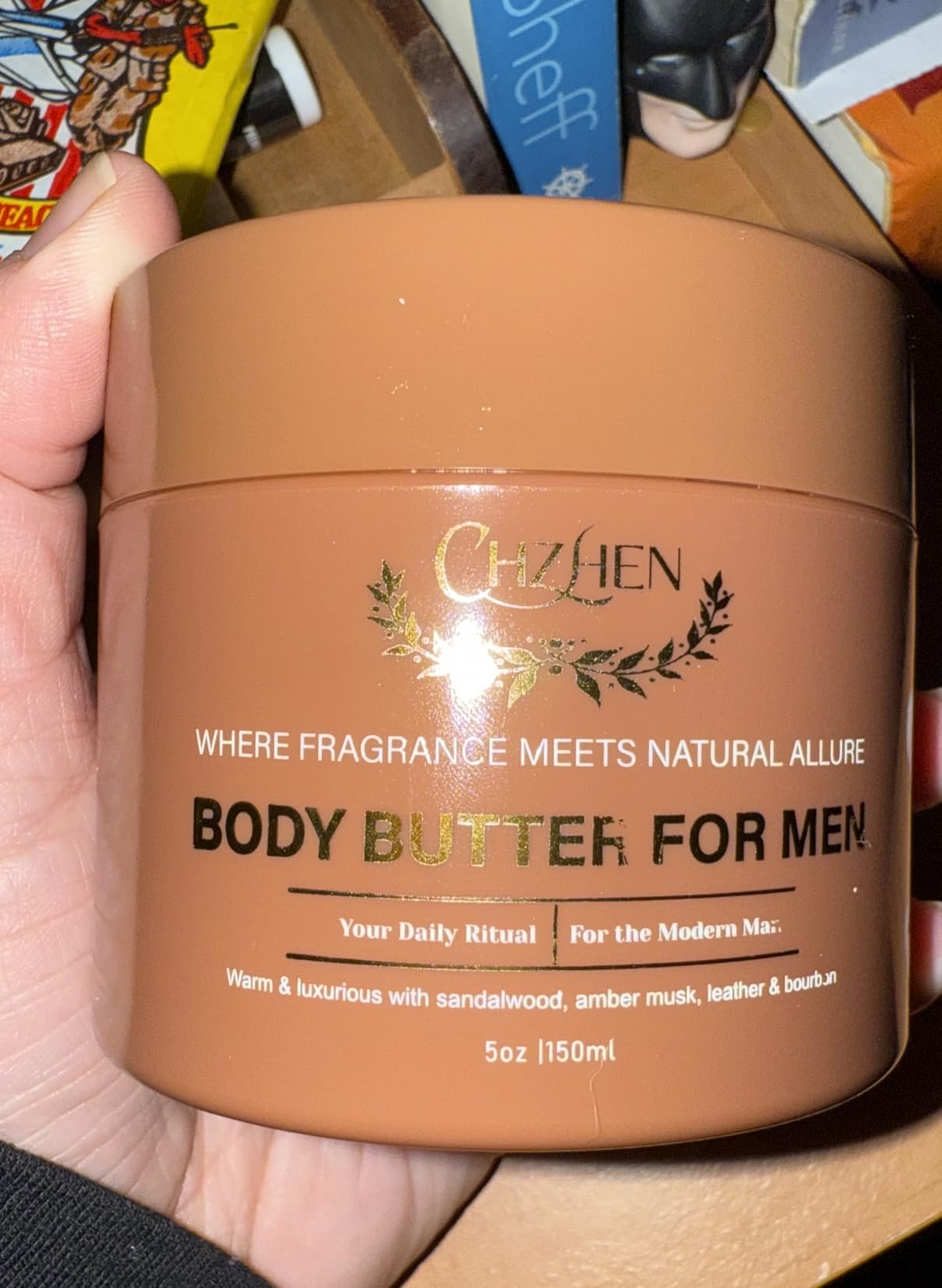 WOJJ Men's Body Butter | Non-Greasy Moisturizer with Shea & Mango Butter | Subtle Warm & Woody Scent | 5 oz Jar (1)