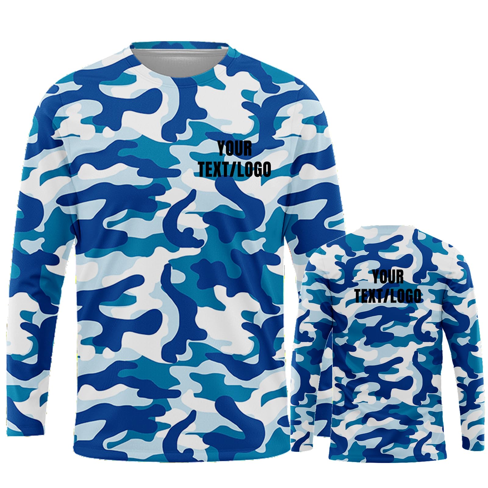 YOWESHOP High Visibility Custom Work Shirts for Men?Long Sleeve Crewneck Camo T-Shirt,L MC-Blue