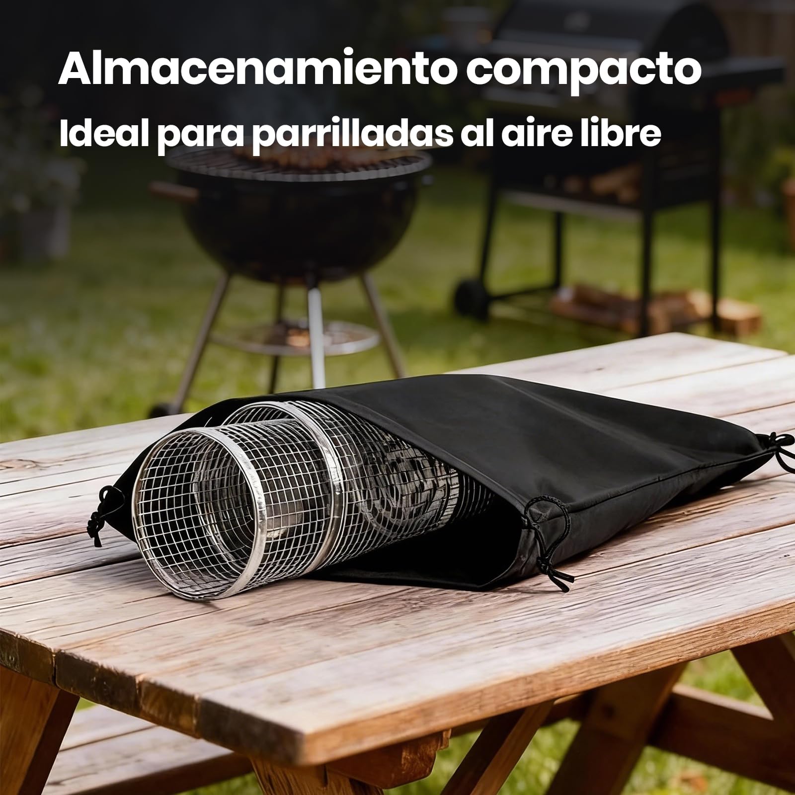 18 Piezas Set de Cesta de Parrilla Rodante, Acero Inoxidable 304, Set Completo de Accesorios para Barbacoa con Pinzas, Guantes, Cepillo de Limpieza, Bolsa & Más, Regalo para Hombre Papá