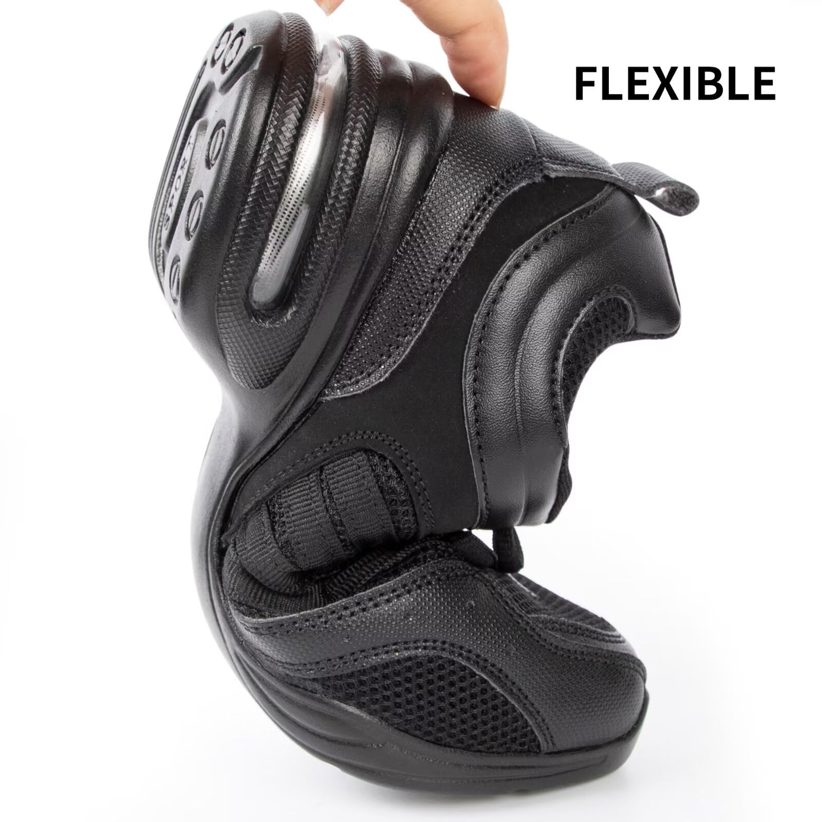 Zapatillas de jazz negras para mujer, transpirables, con cojín de aire
