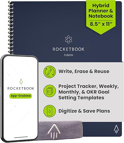 Miniatura 26 de Rocketbook Flex Planificador Reutilizable, Inteligente Sin Fecha, Diario, Semanal, Mensual, Plantillas de Calendario Anual, Tamaño Ejecutivo 6 x 8.8