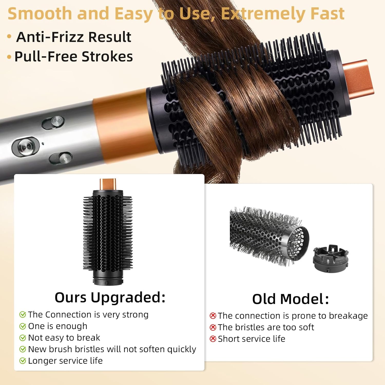 Upgraded Round Volumizing Brush Attachment for Dyson Airwrap HS01 HS05 HS08 Accessories, Upgraded Bristles for Straighten Dry Curls Add Volume Styling Volumizing - Image 4