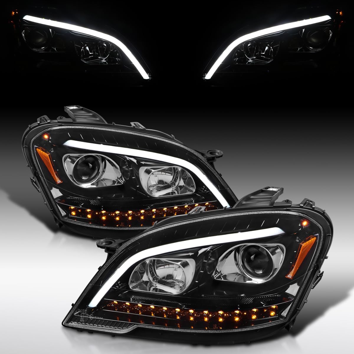 Autozensation Headlight Assembly Pair for 2009-2011 Mercedes-Benz W164 ML-Class